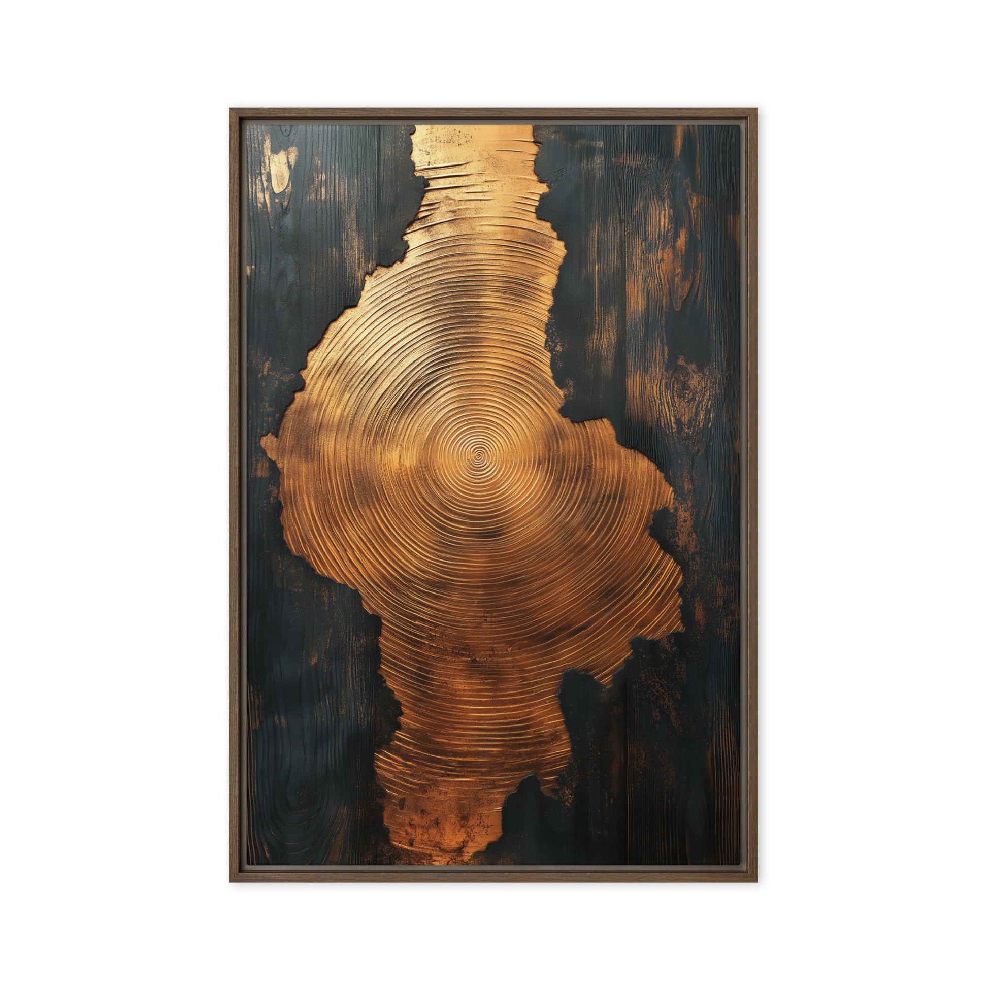 Golden Spiral Wood Art Framed Canvas