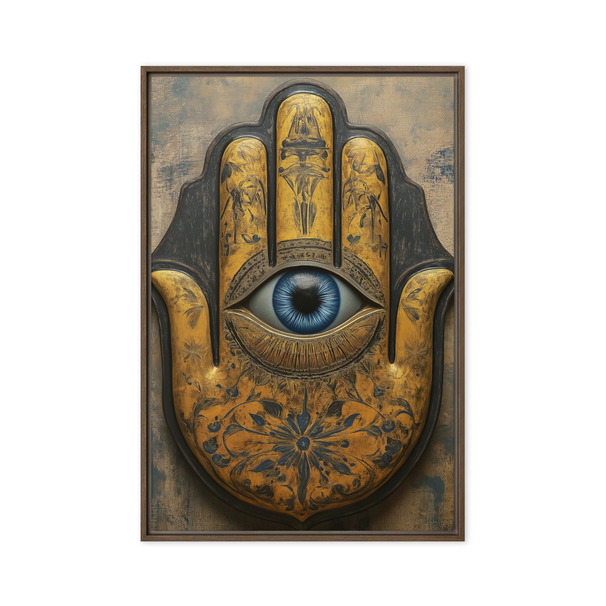 Hamsa Hand Religious Art Framed Canvas