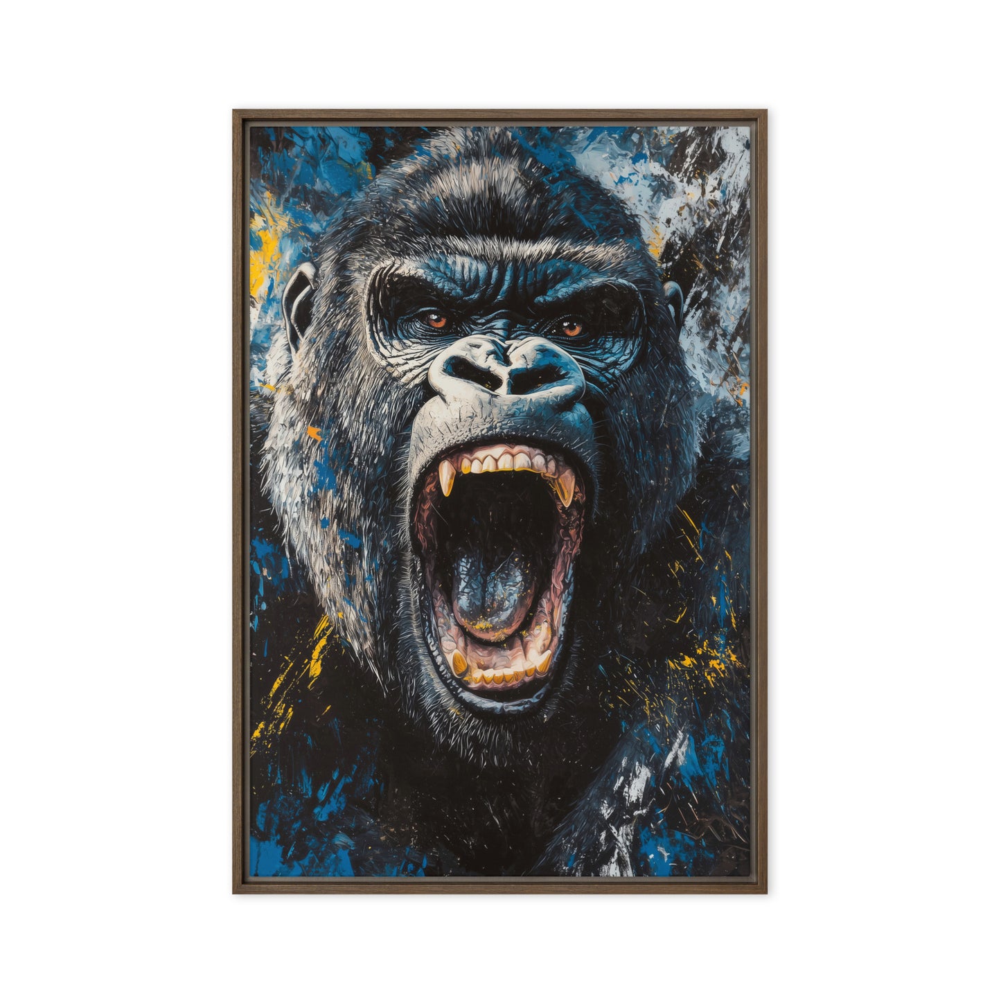 Roaring Gorilla Modern Art Framed Canvas