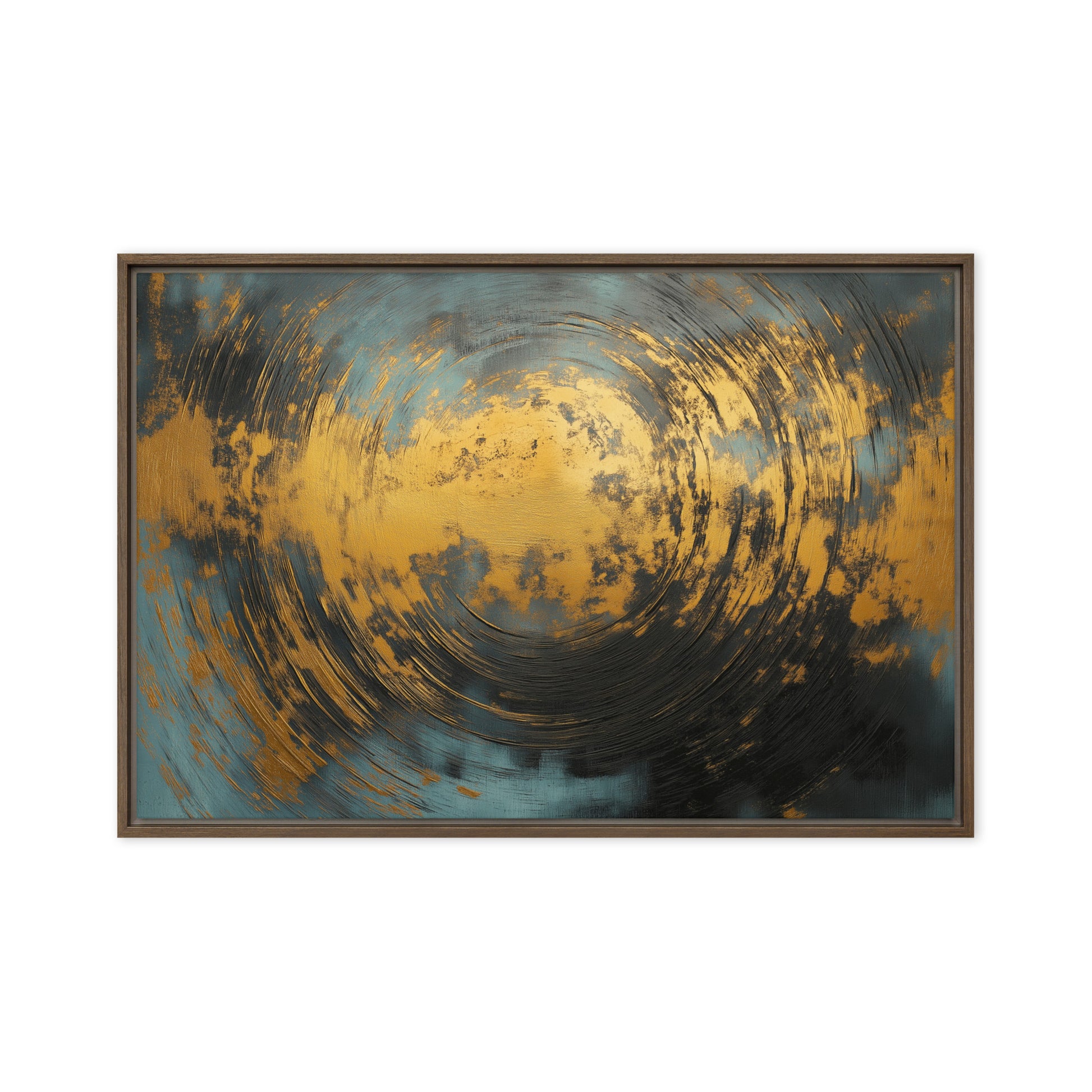 Teal & Gold Abstract Art Framed Canvas