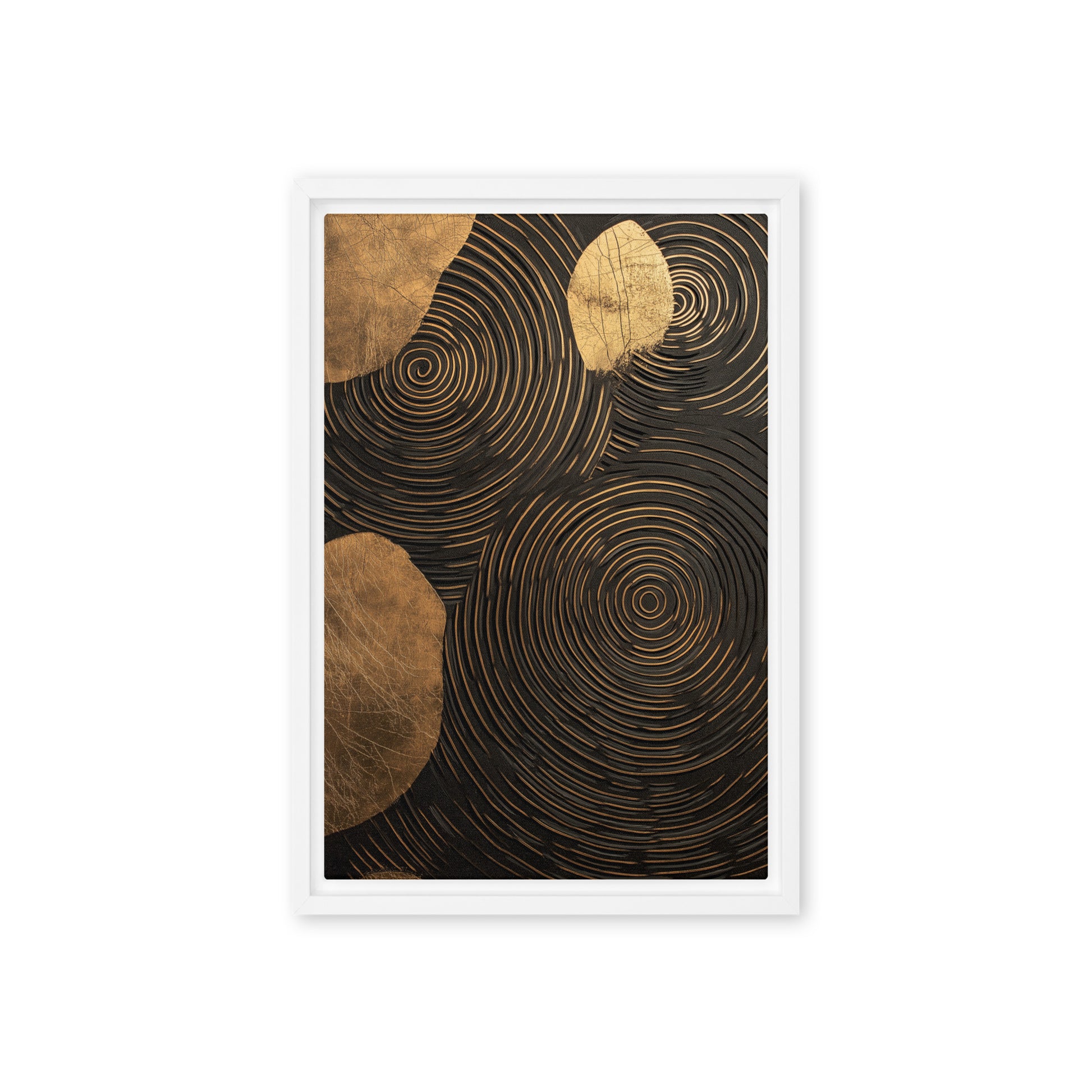 Spiral Black and Gold Modern Art Framed Canvas