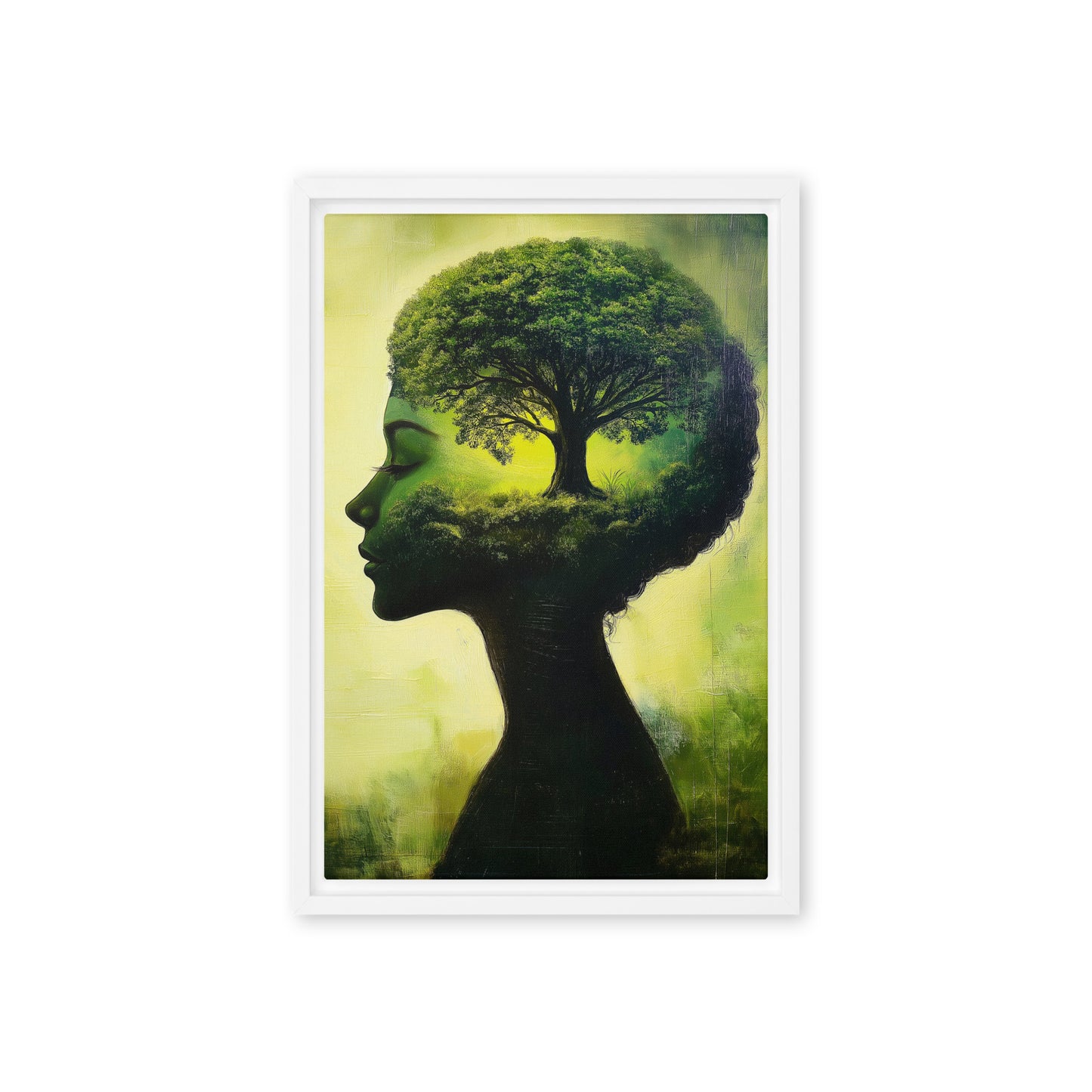 Woman Tree Surreal Art Framed Canvas