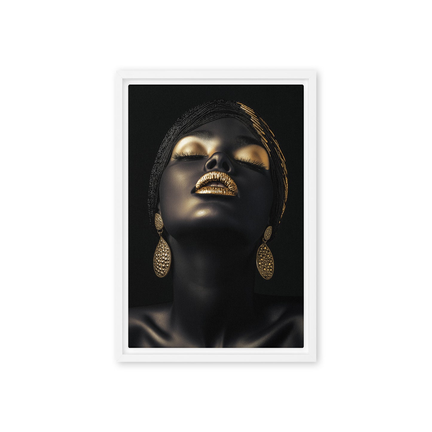 African Beauty in Gold Framed Canvas