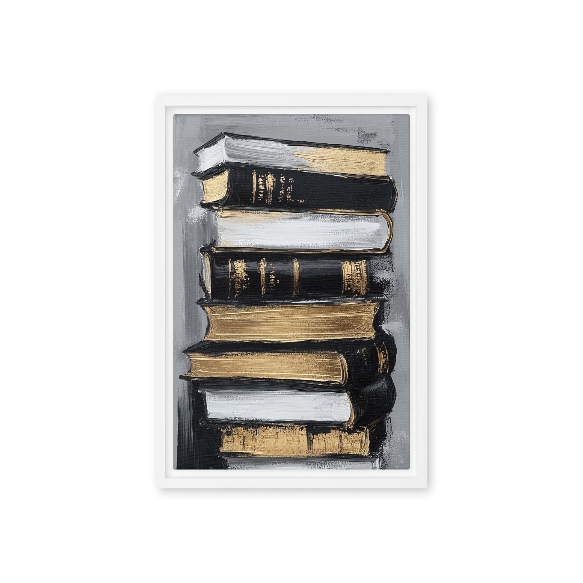 Stack of Books Modern Art Framed Canvas