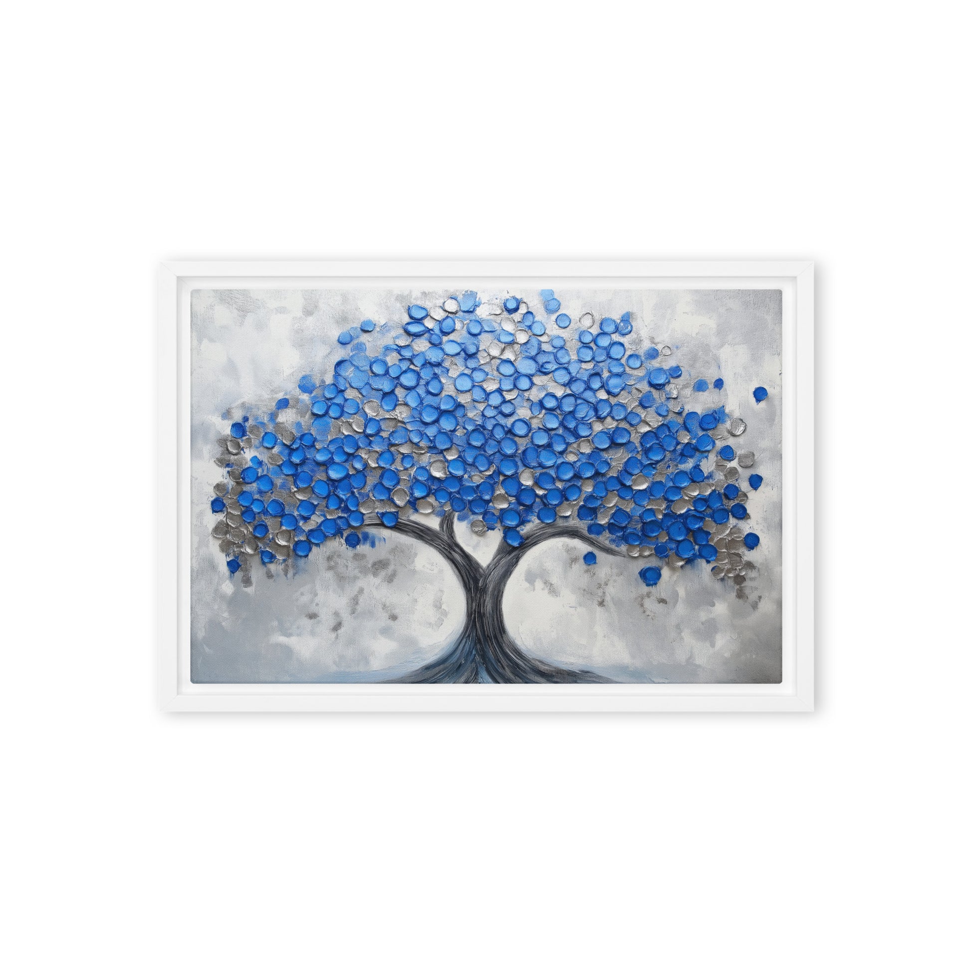 Blue Tree Modern Art Framed Canvas