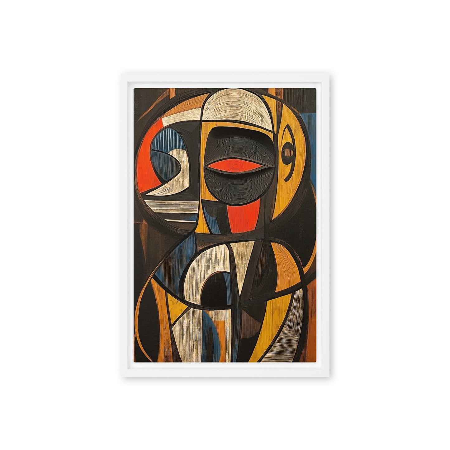African Abstract Art Framed Canvas