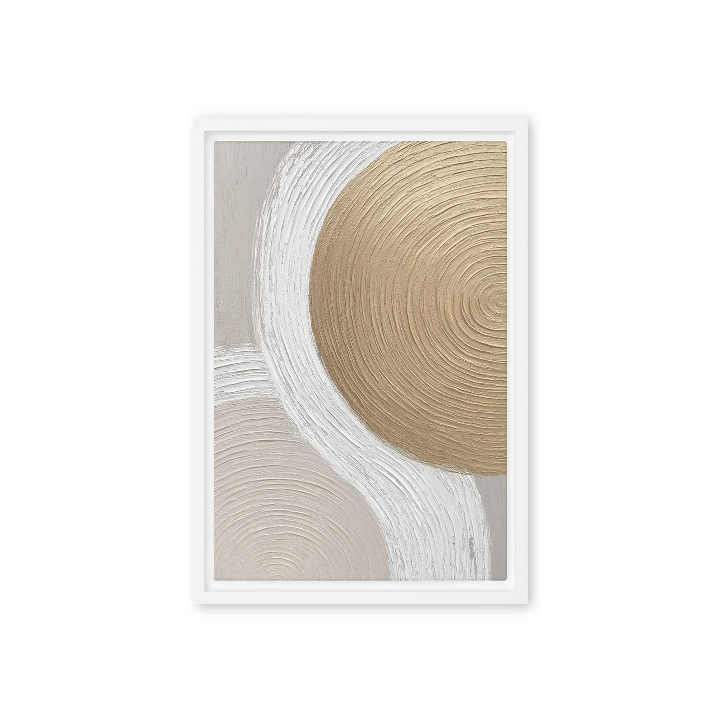 Beige and Gold Modern Art Framed Canvas