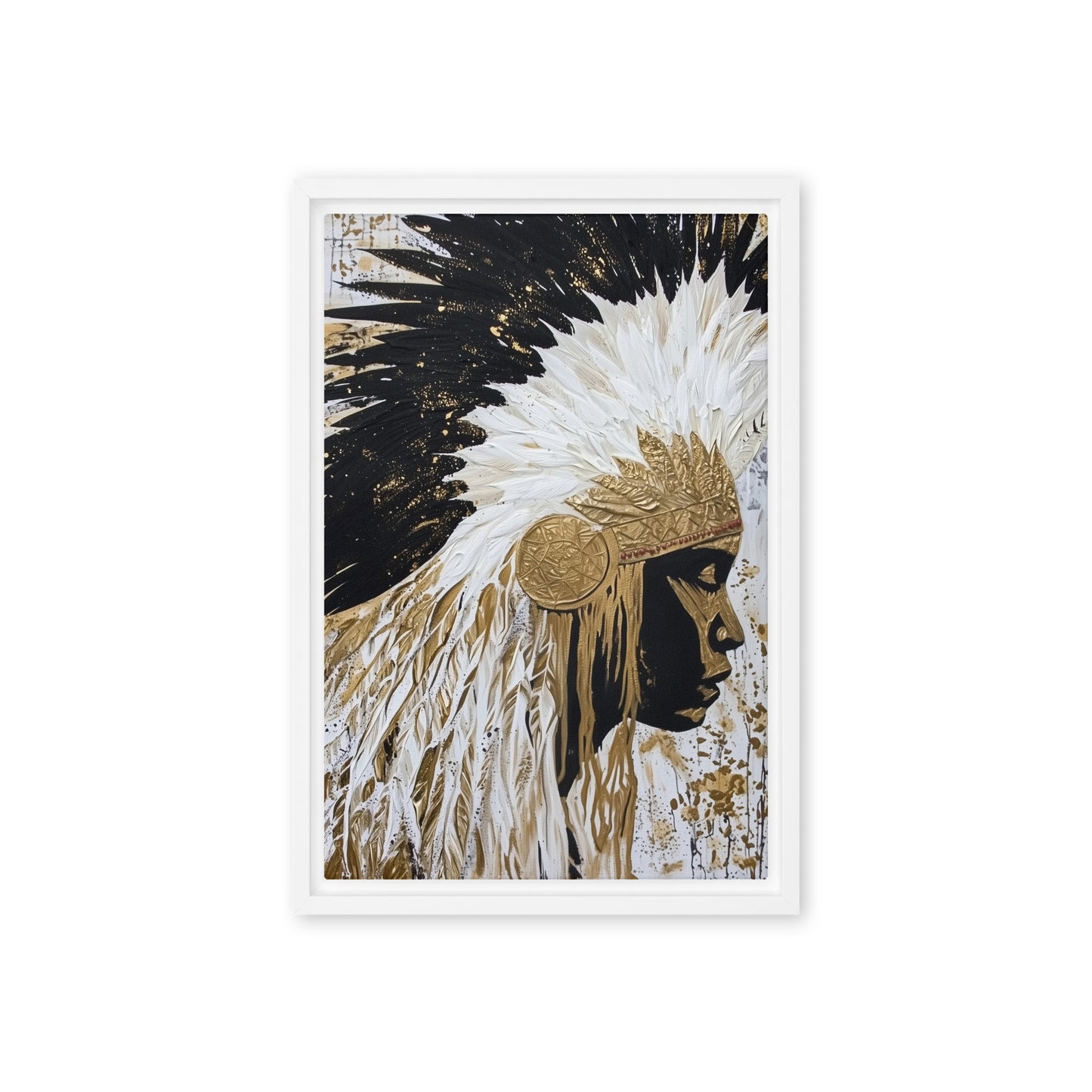Headdress Native American Art Framed Canvas