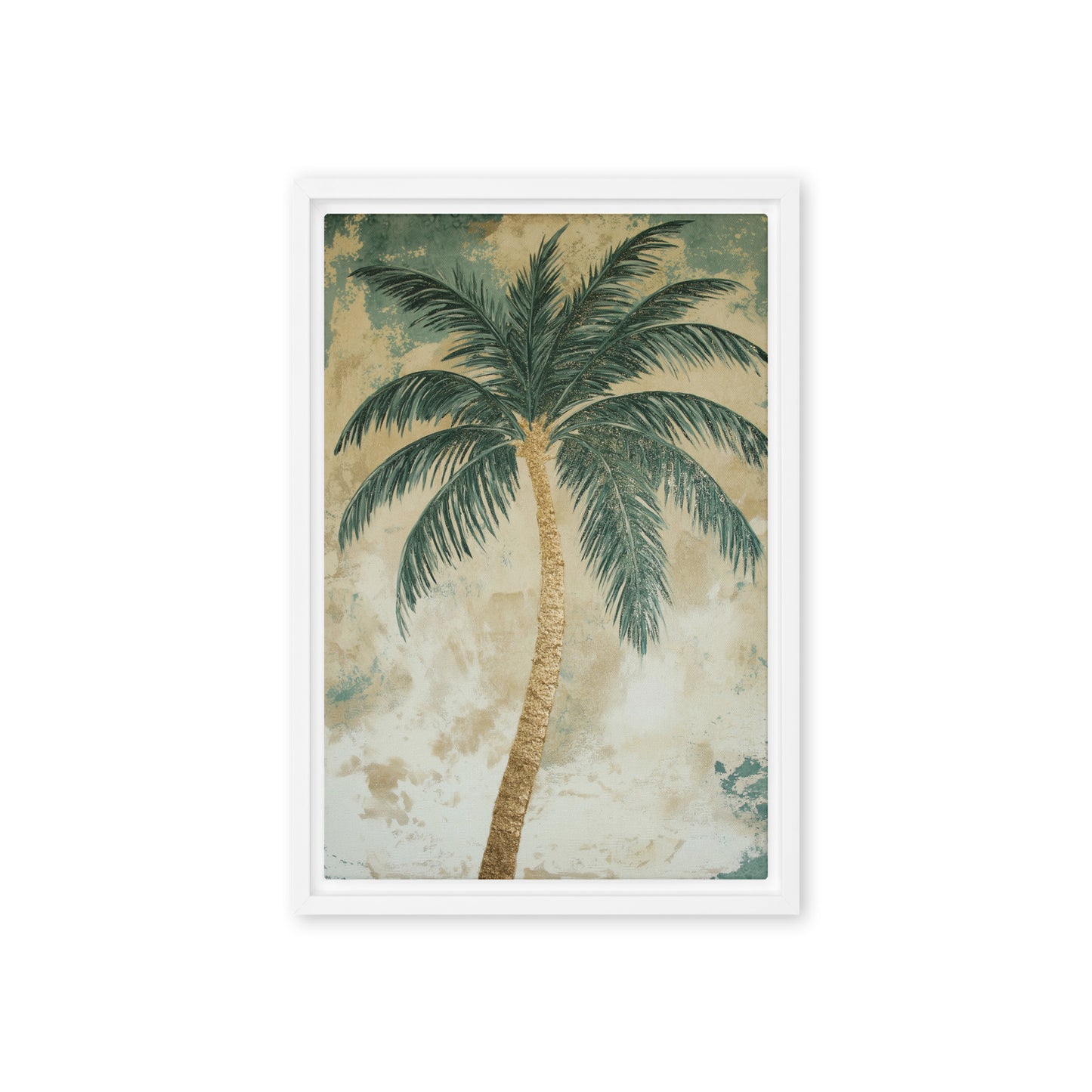 Palm Tree Beach Art Framed Canvas