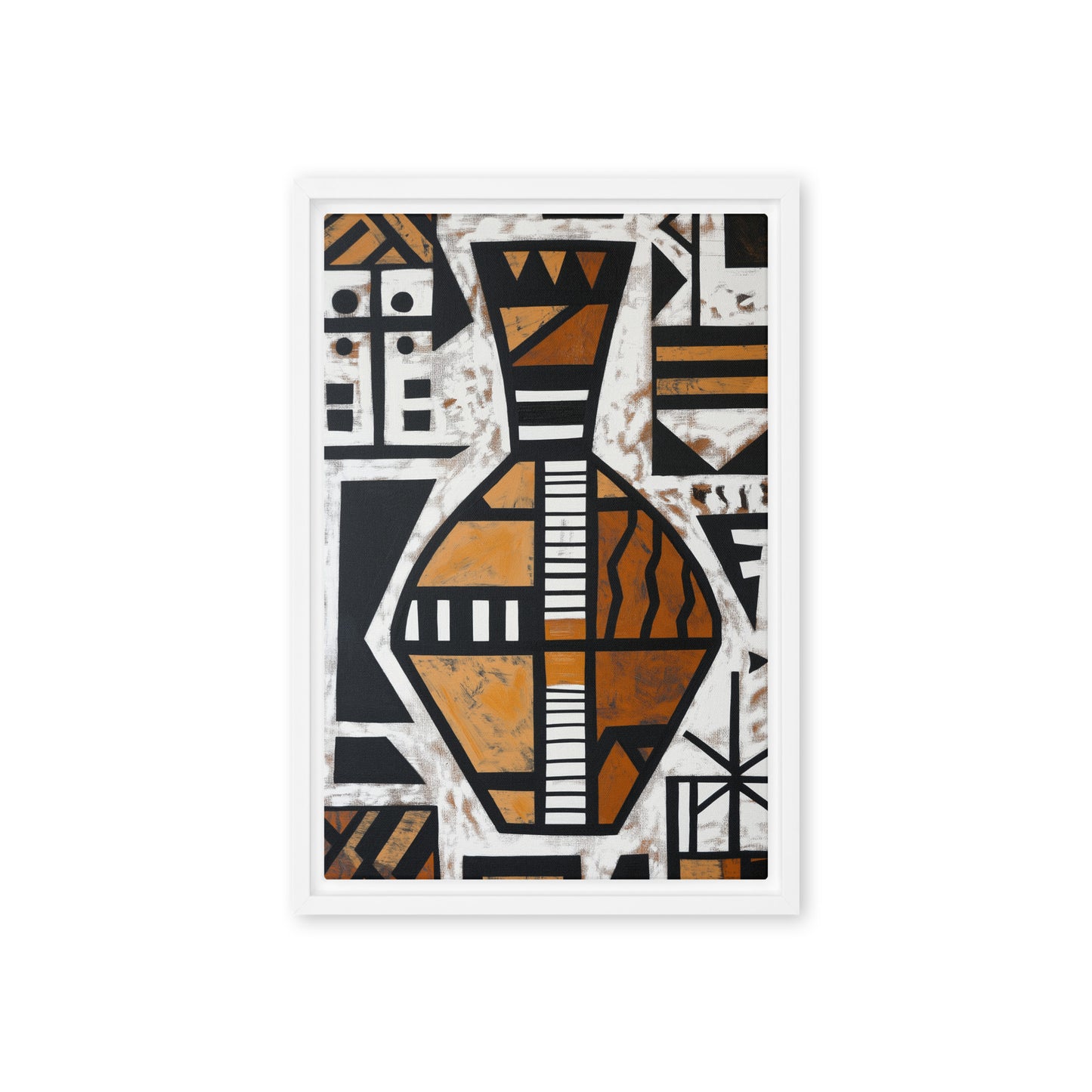 Vase African Abstract Art Framed Canvas