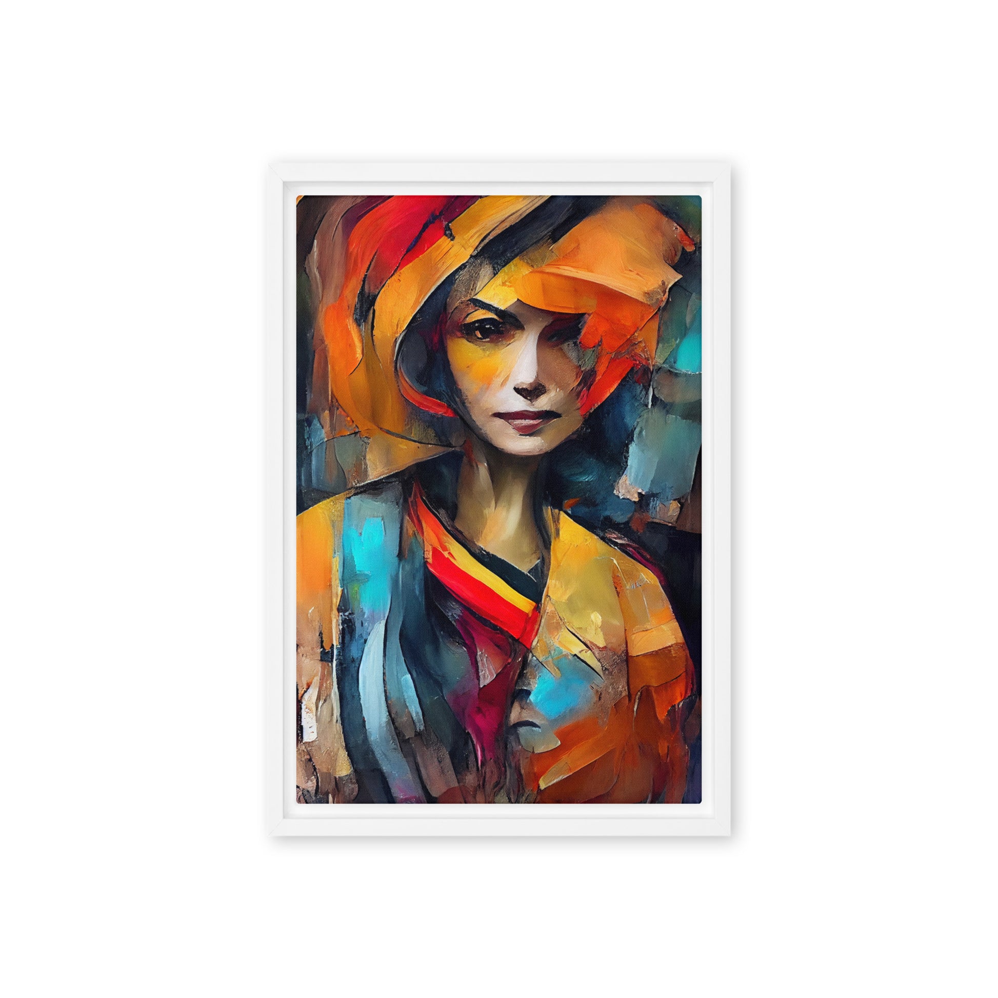 Woman Colorful Abstract Art Framed Canvas
