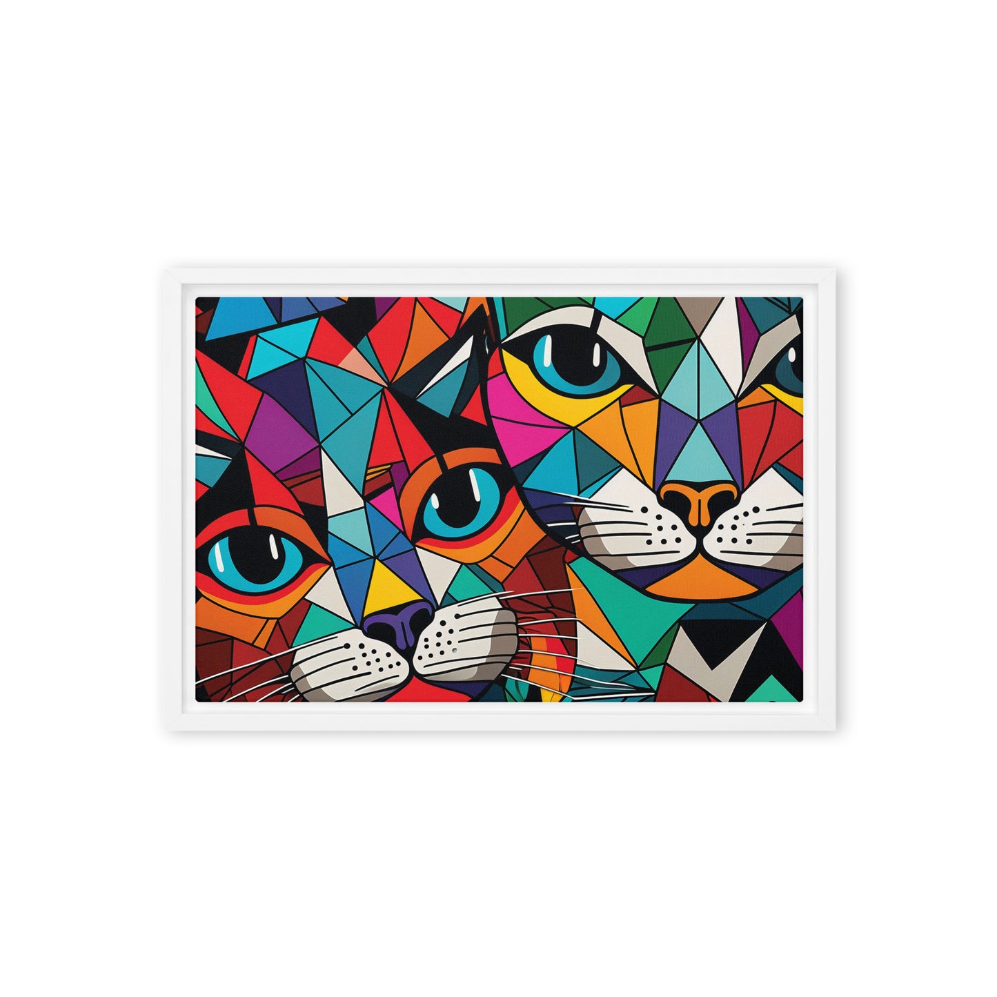 Cats Mosaic Art Framed Canvas