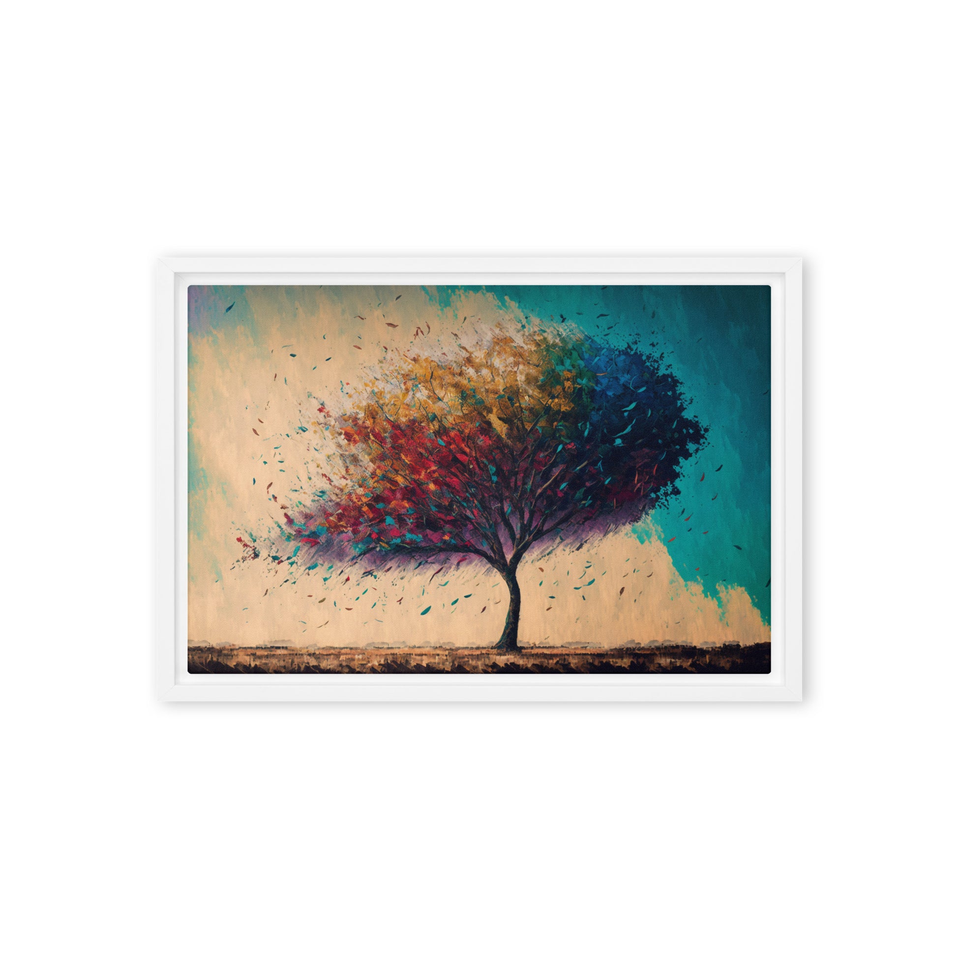 Colorful Tree Modern Art Framed Canvas
