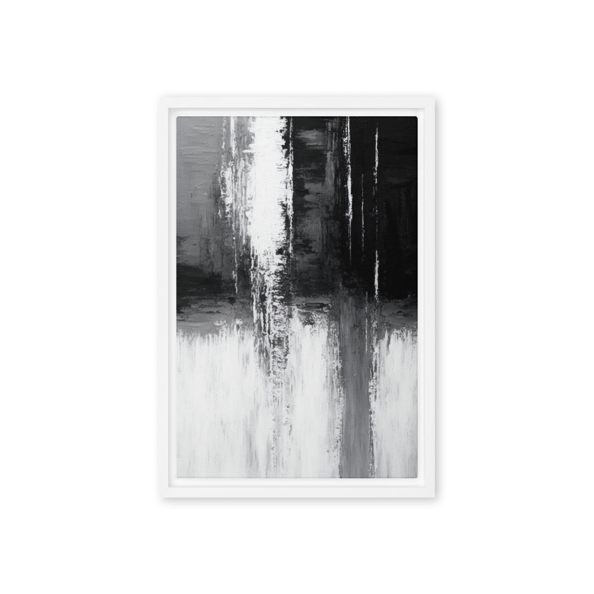 Black White Grey Abstract Art Framed Canvas