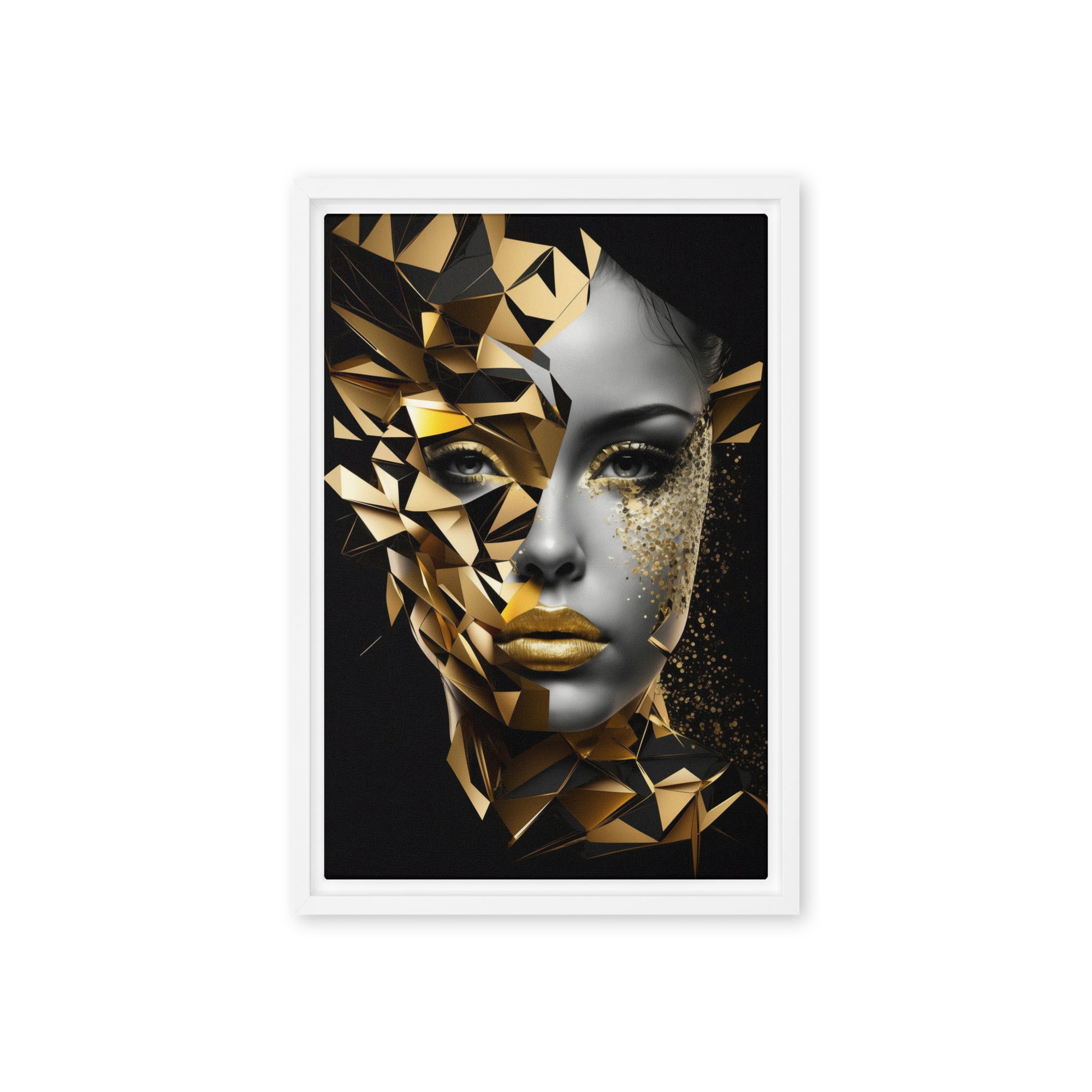 Woman Portrait Geometrical Art Framed Canvas