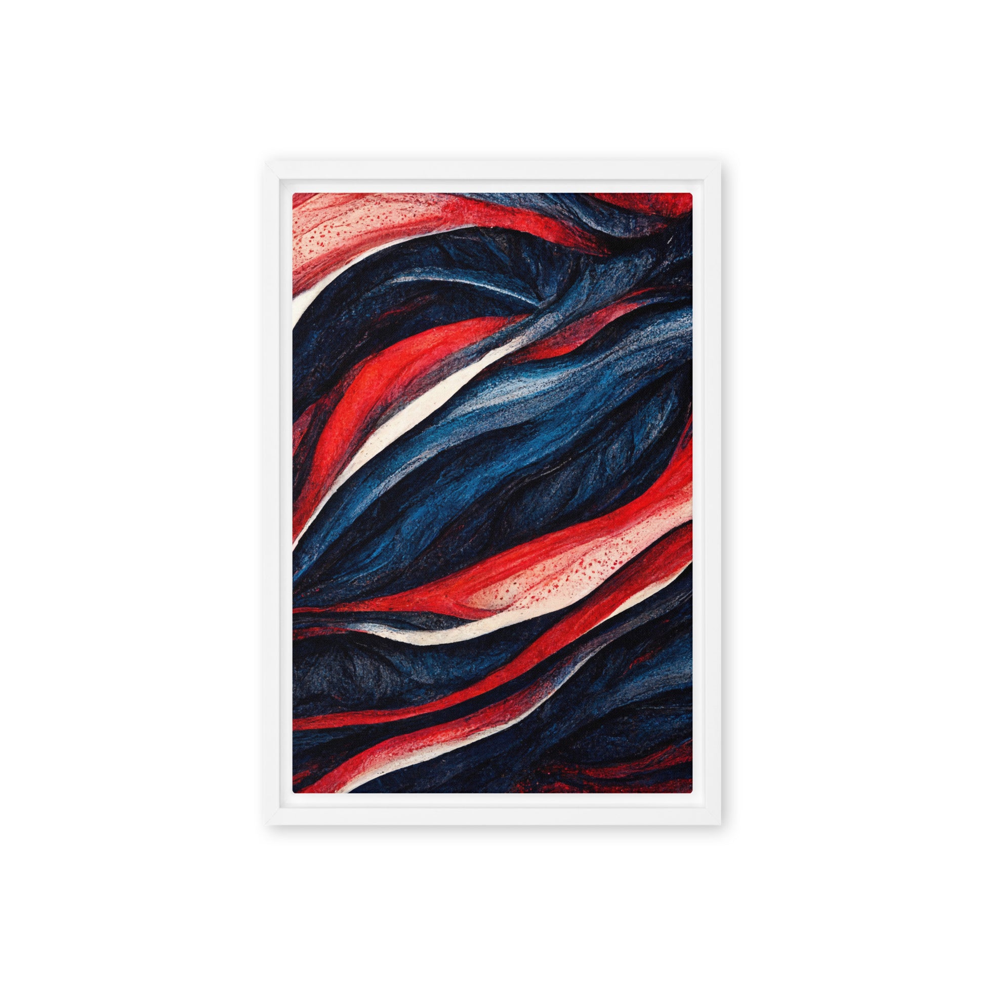 Navy Red Modern Art Framed Canvas