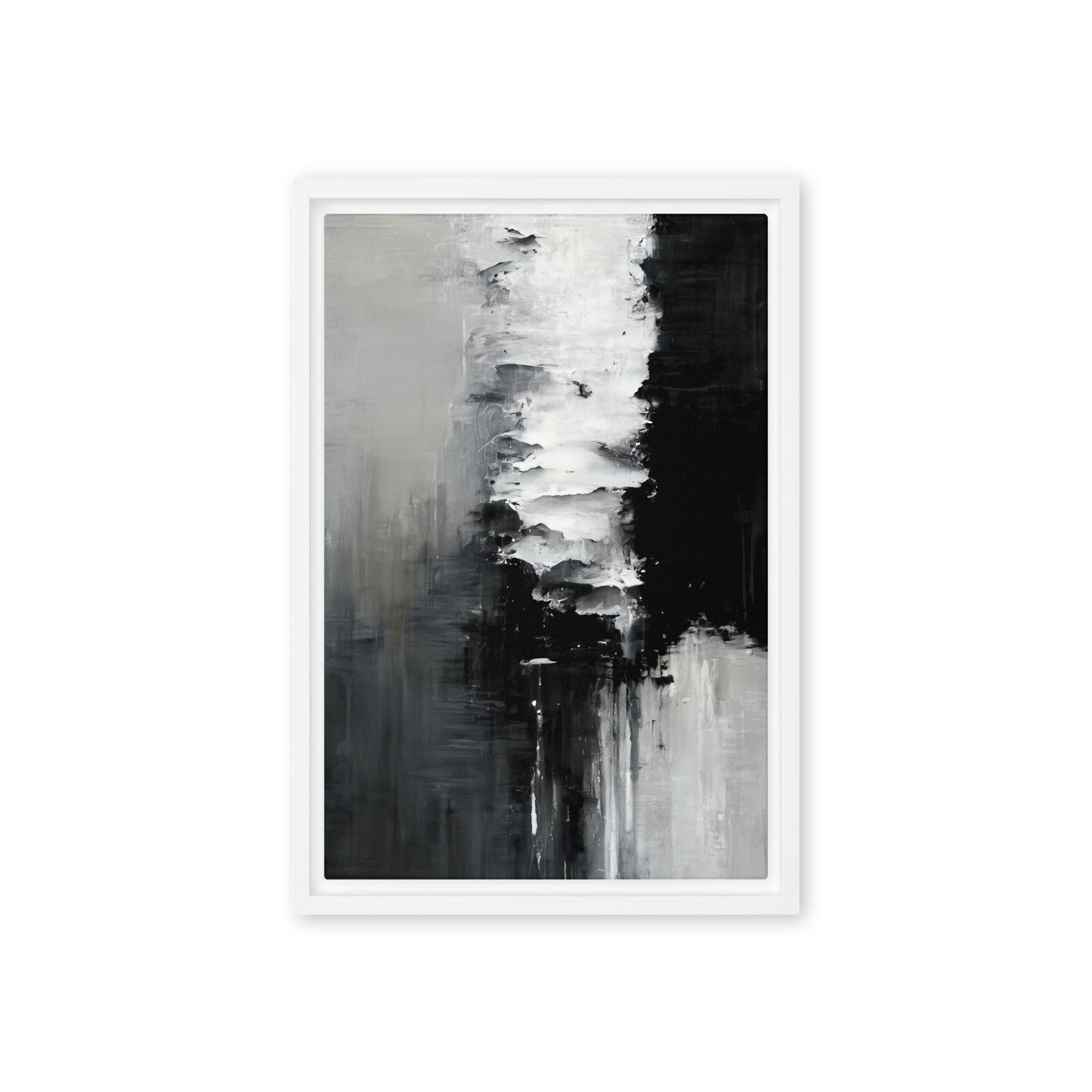 Black White Abstract Art Framed Canvas