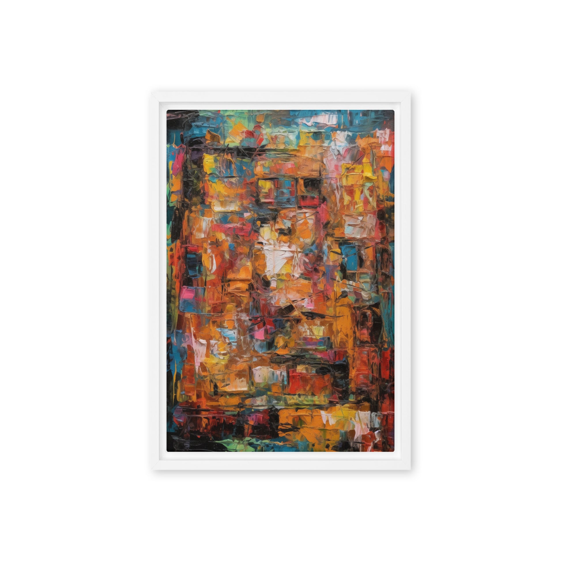 Colorful Impasto Modern Art Framed Canvas