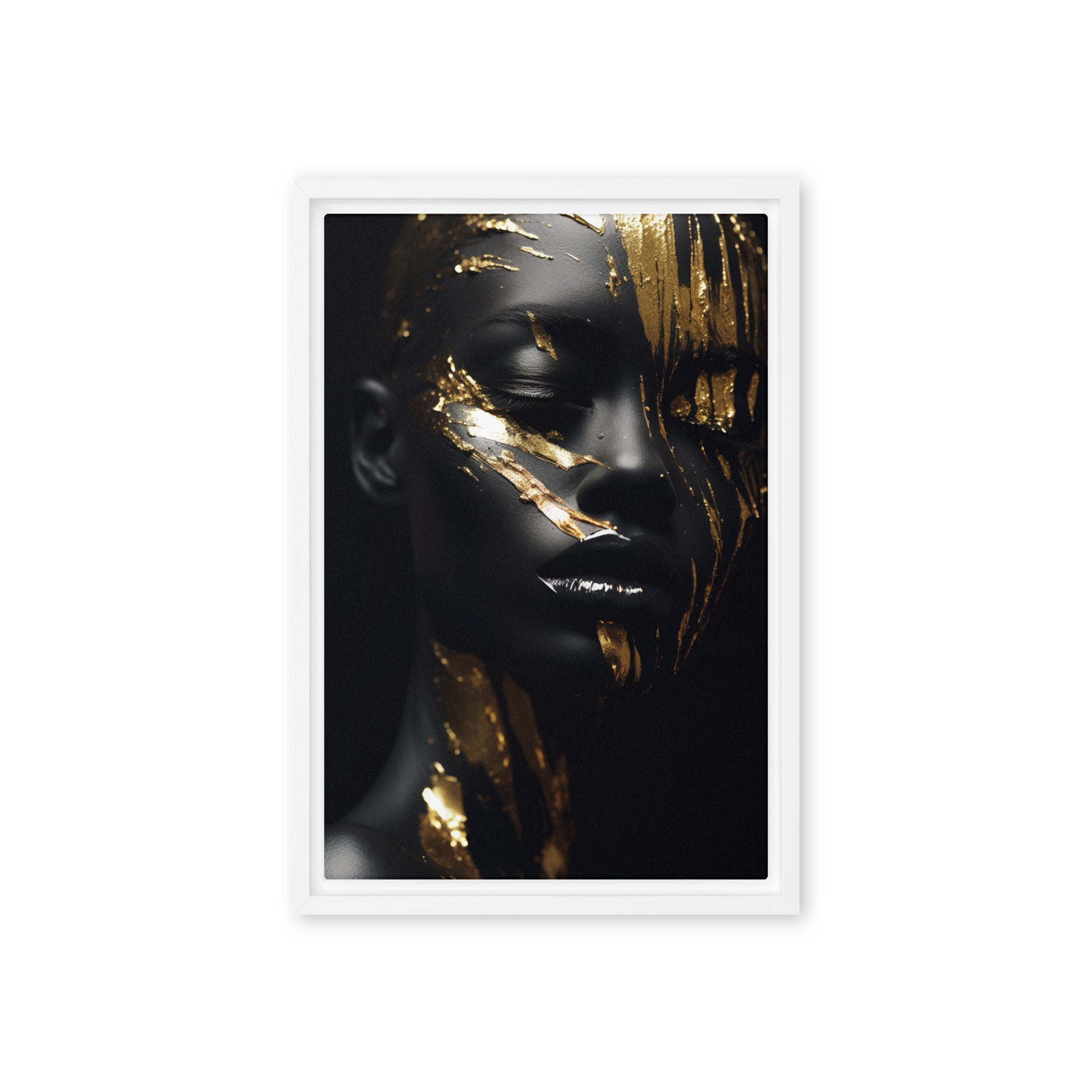 African Woman In Gold Framed Canvass
