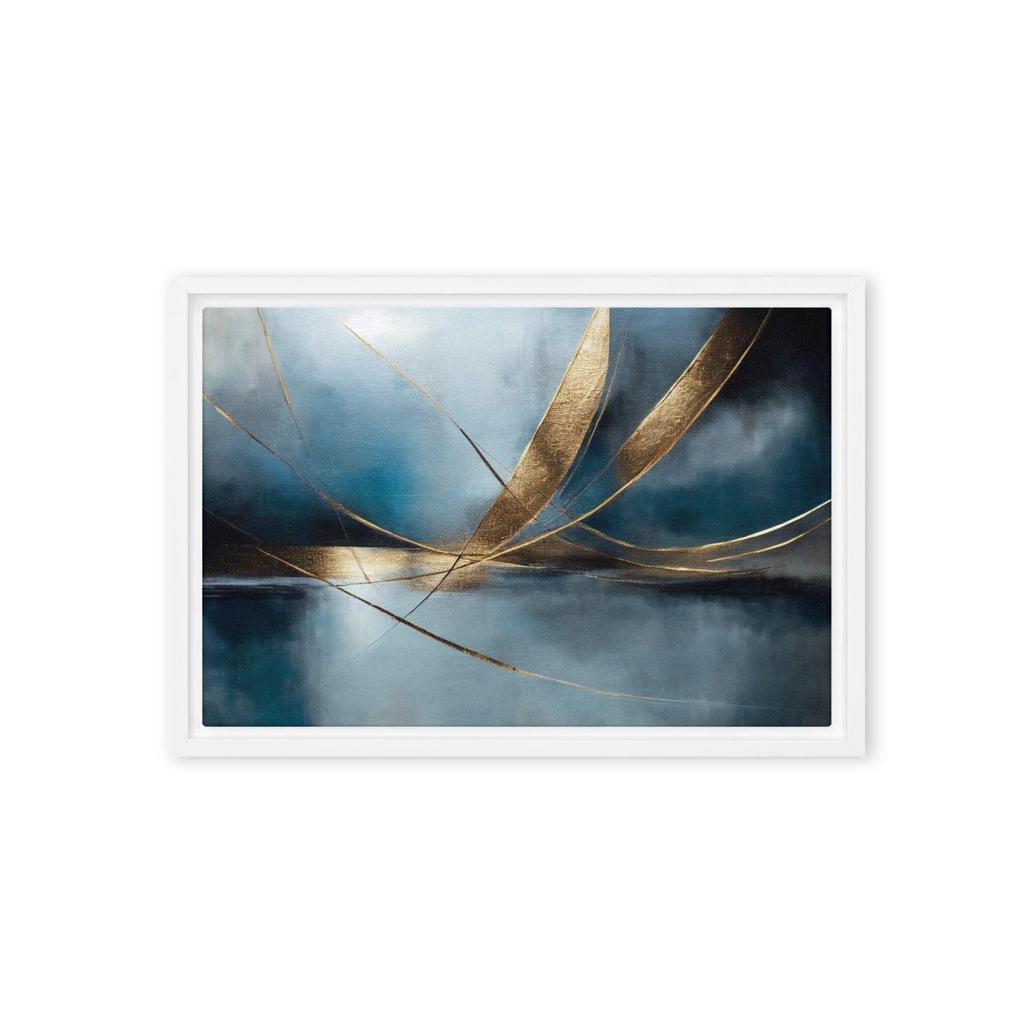 Navy Gold Abstract Art Framed Canvas