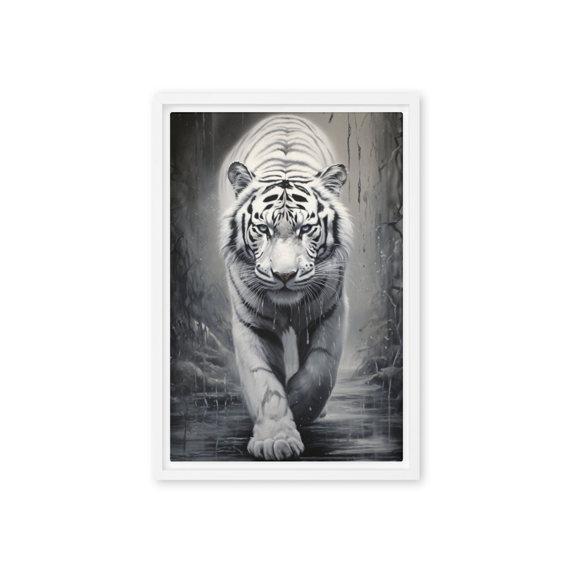 White Tiger Framed Canvas