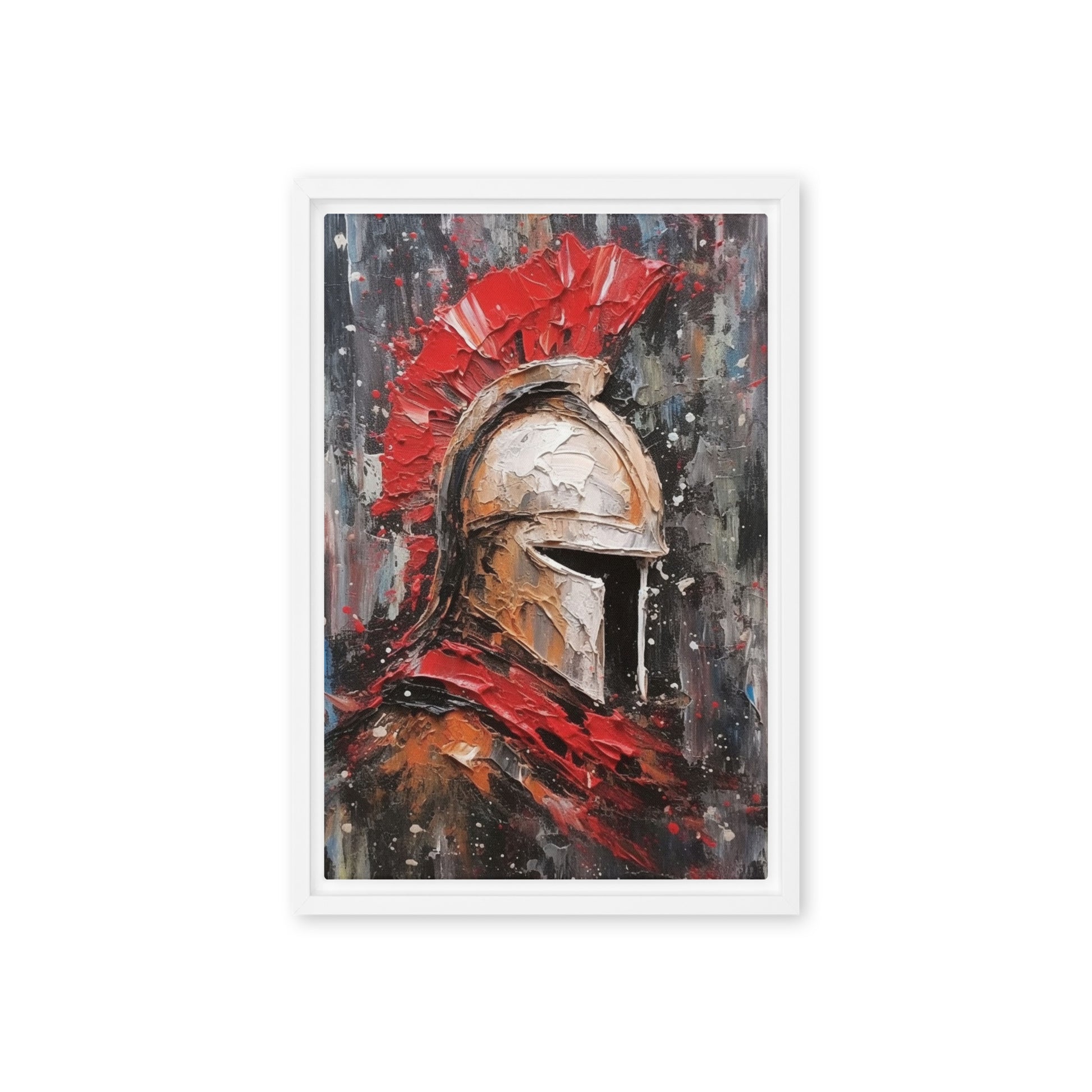 Spartan Helmet Modern Art Framed Canvas