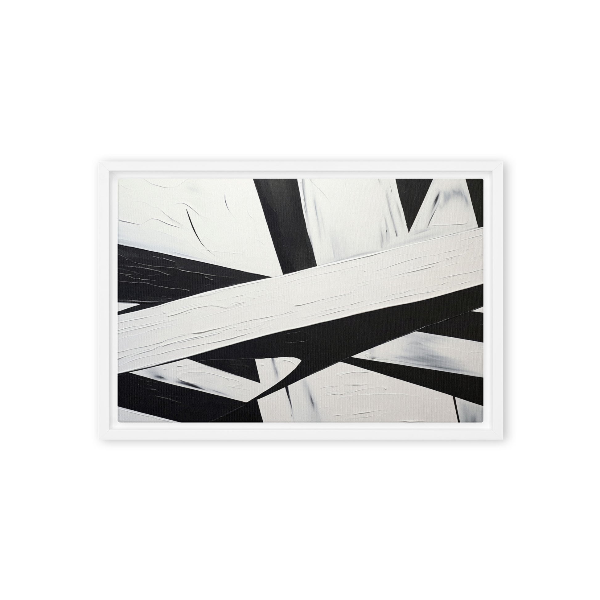 Black White Geometrical Art Framed Canvas