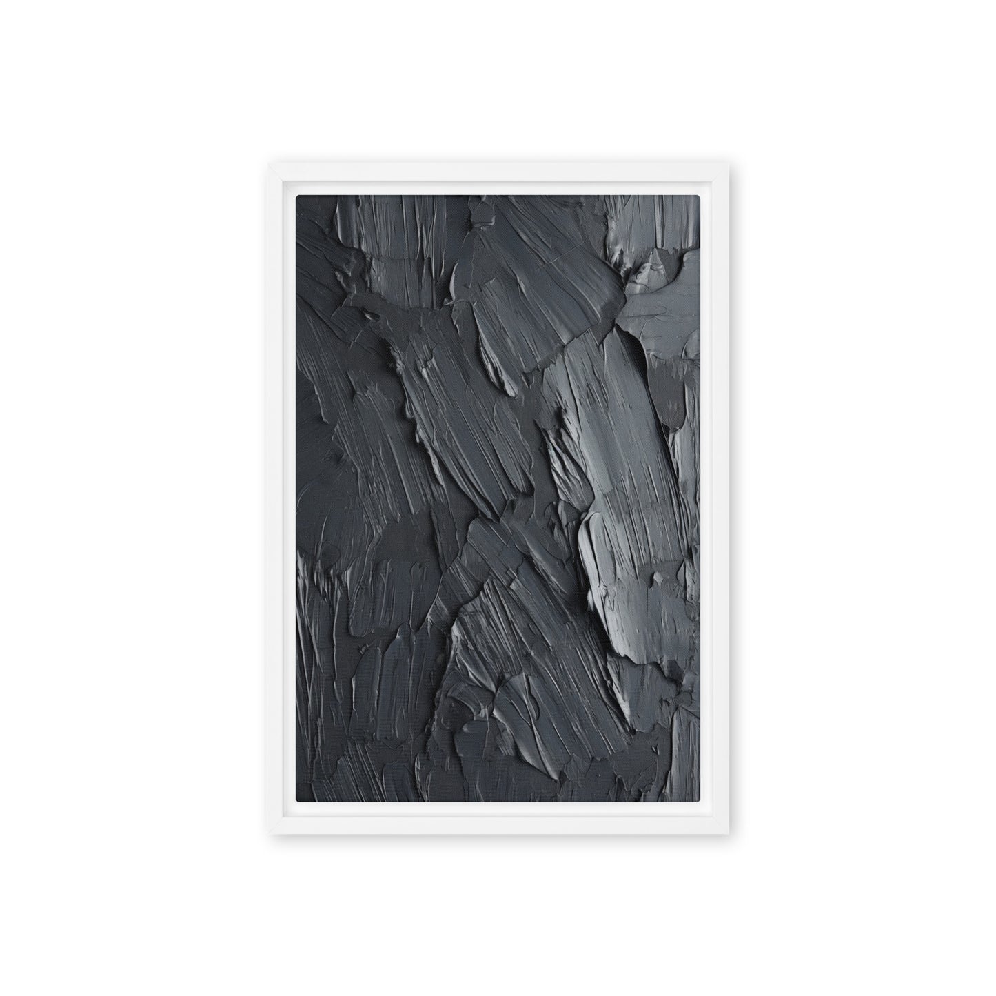 Black Impasto Art Framed Canvas