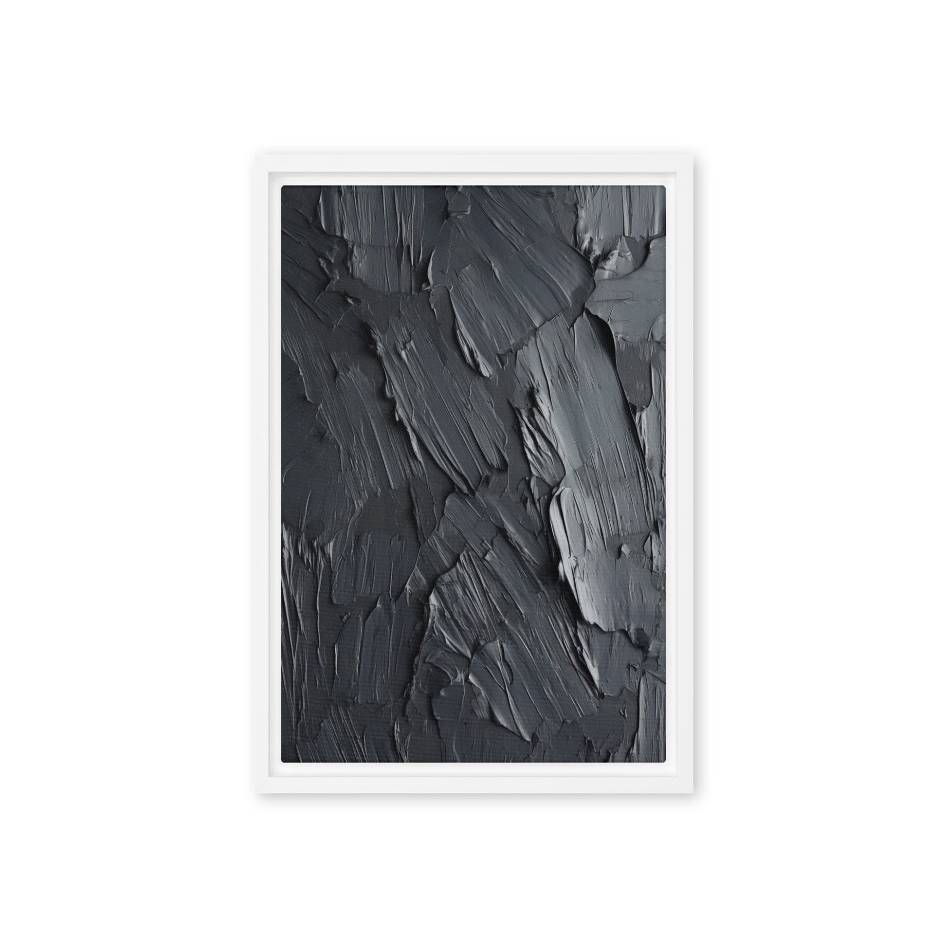 Black Impasto Art Framed Canvas