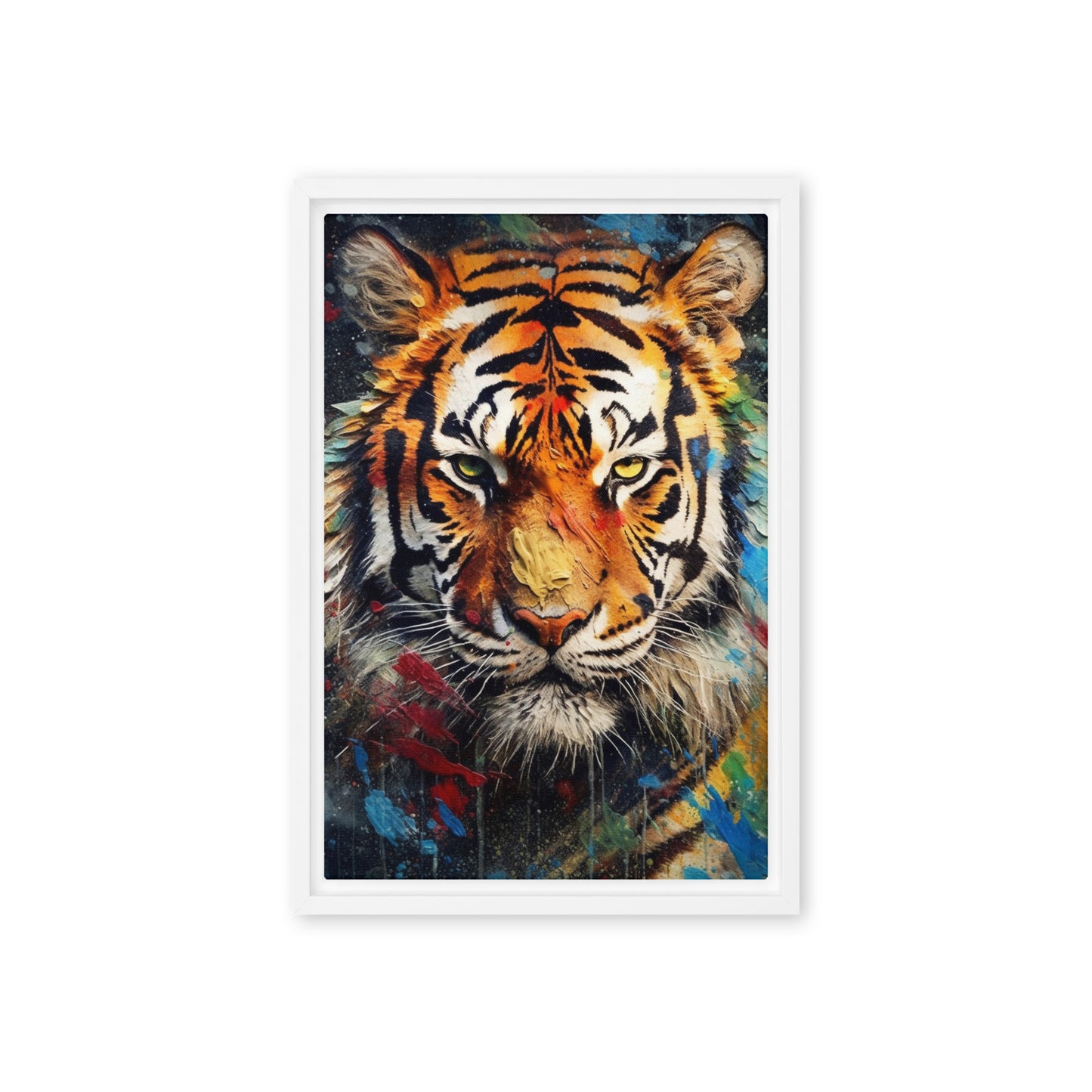 Colorful Tiger Modern Art Framed Canvas