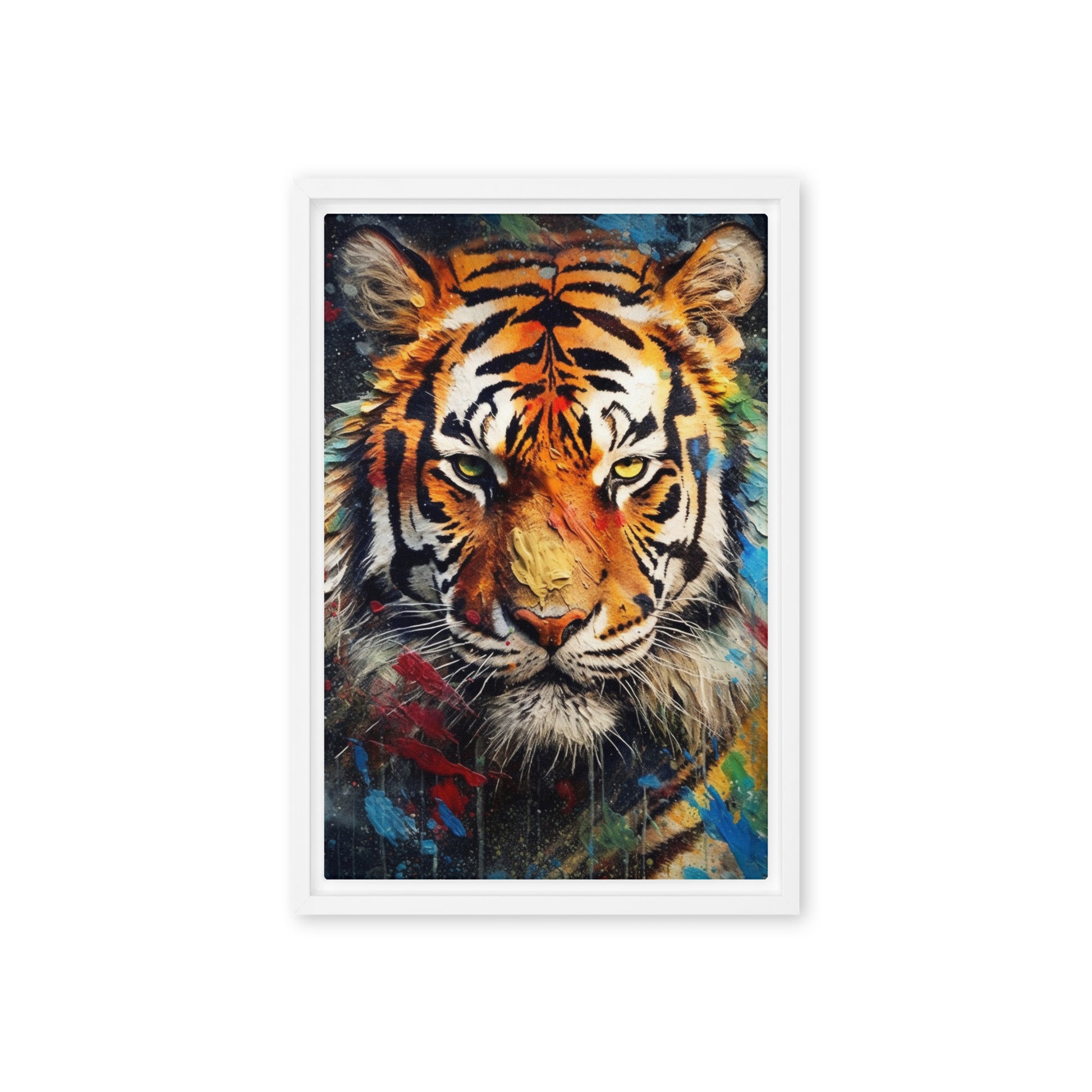 Colorful Tiger Modern Art Framed Canvas
