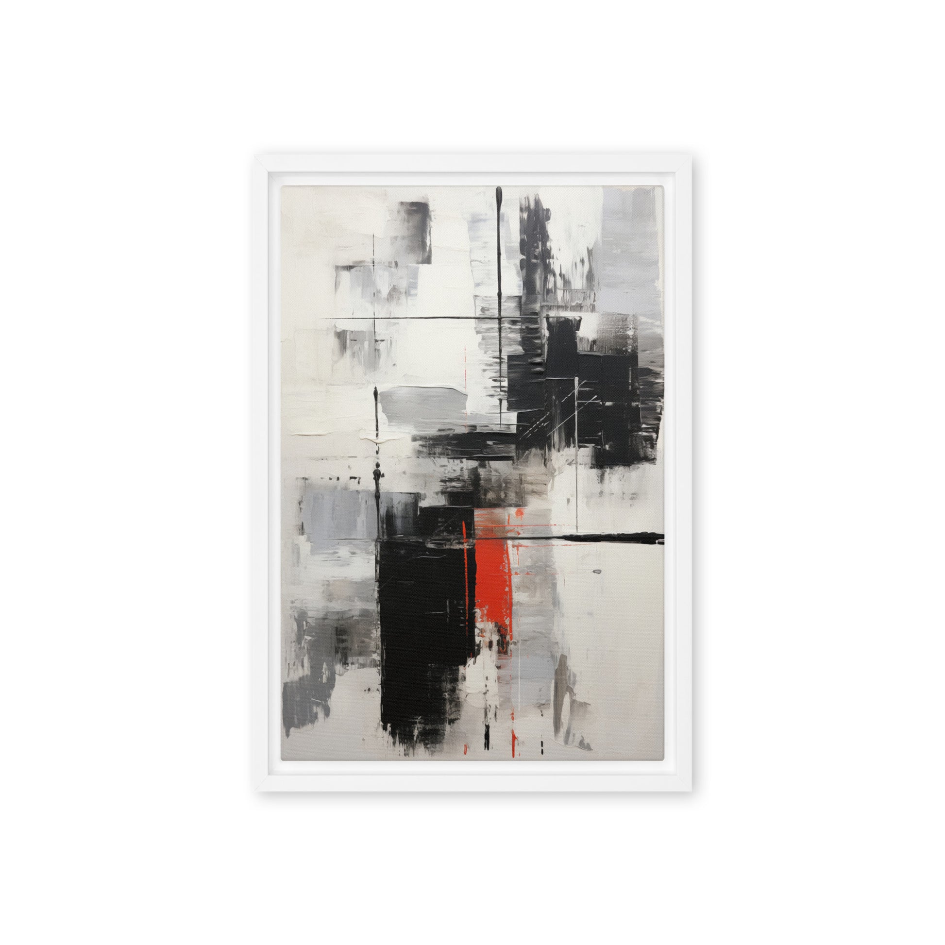 Black White Red Modern Art Framed Canvas