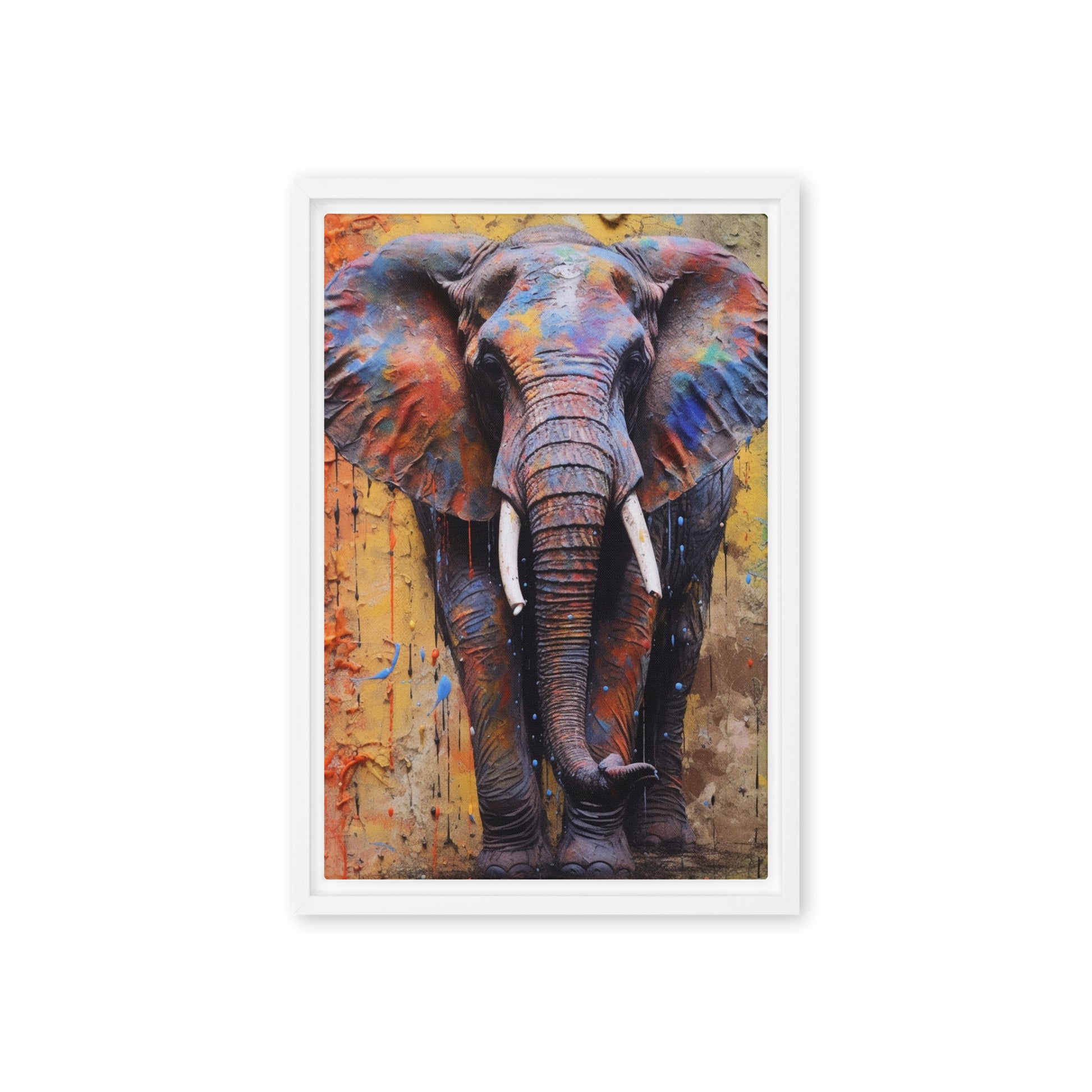 Colorful Elephant Framed Canvas