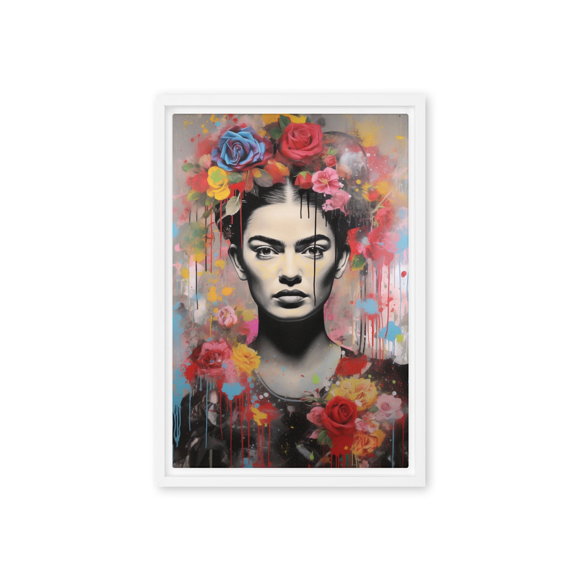 Frida Kahlo Pop Art Framed Canvas