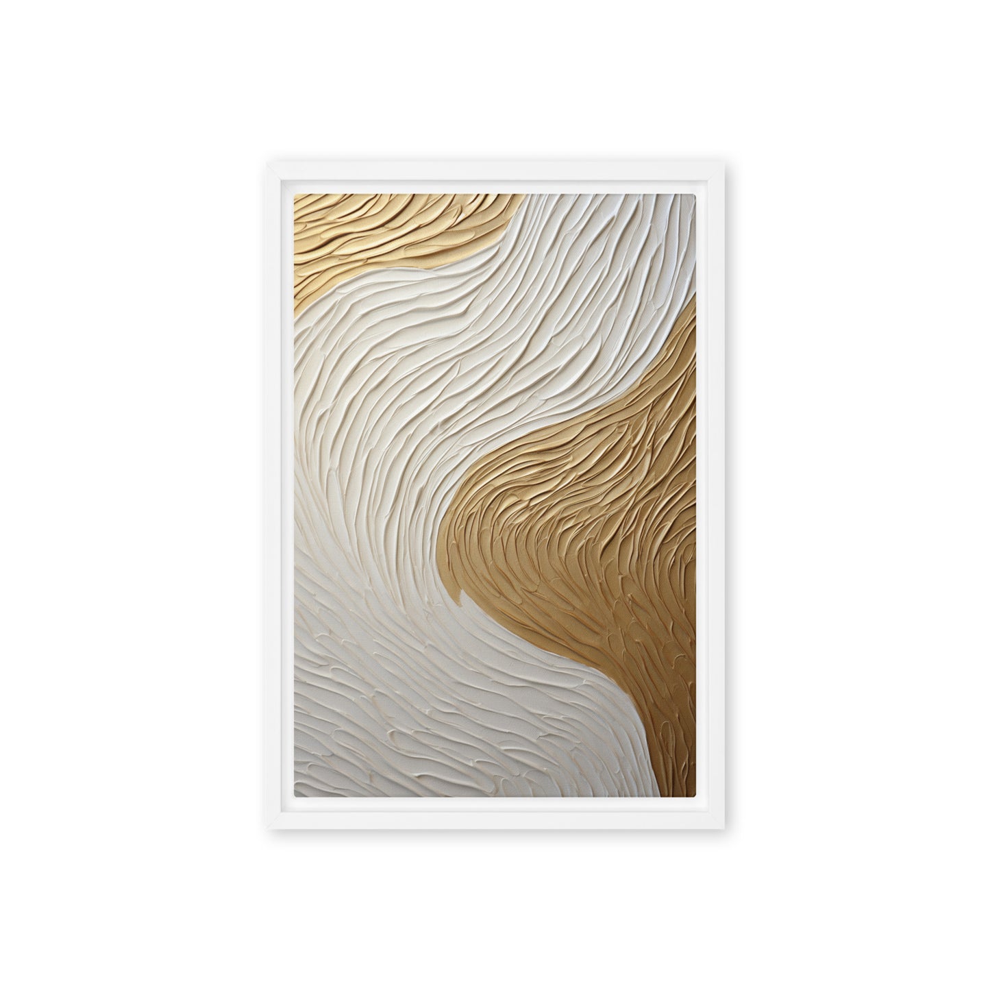 White Gold Impasto Art Framed Canvas