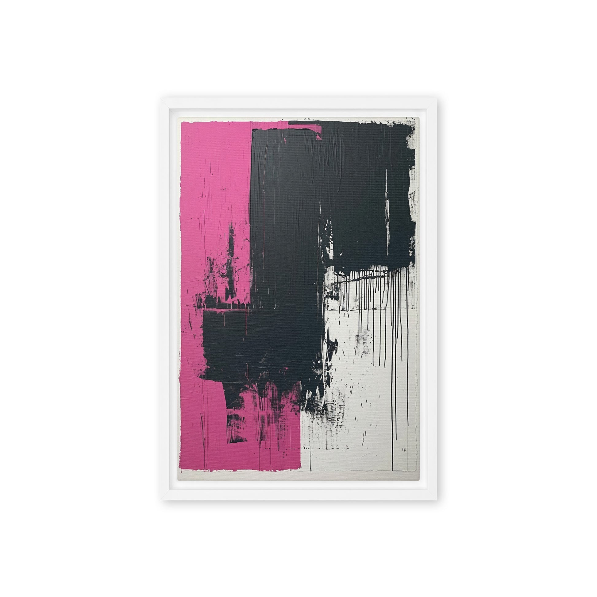 Pink Black Modern Art Framed Canvas