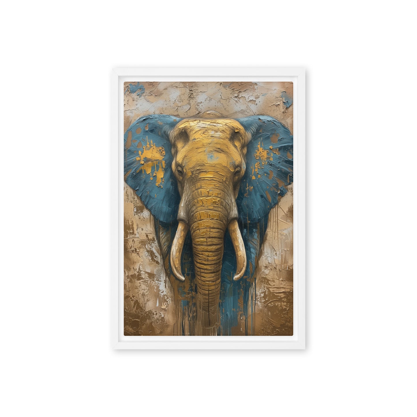 Elephant In Gold Modern Art Framed Canvas