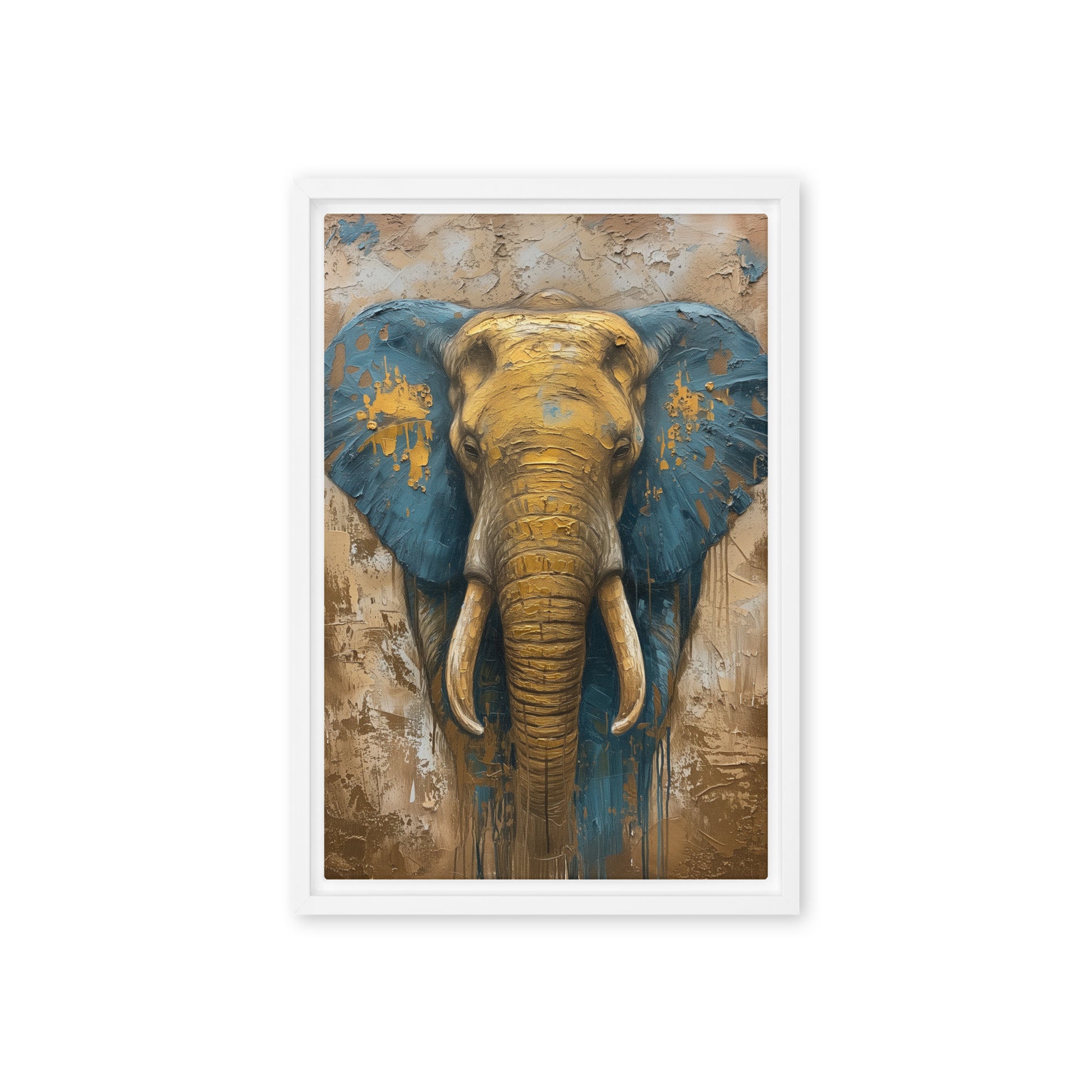 Elephant In Gold Modern Art Framed Canvas