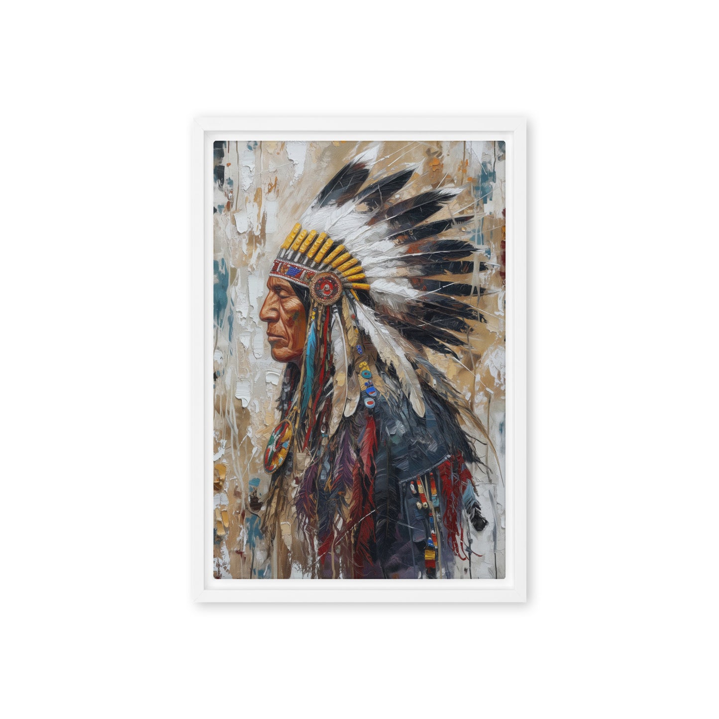 Chief Native American Art Framed Canvas