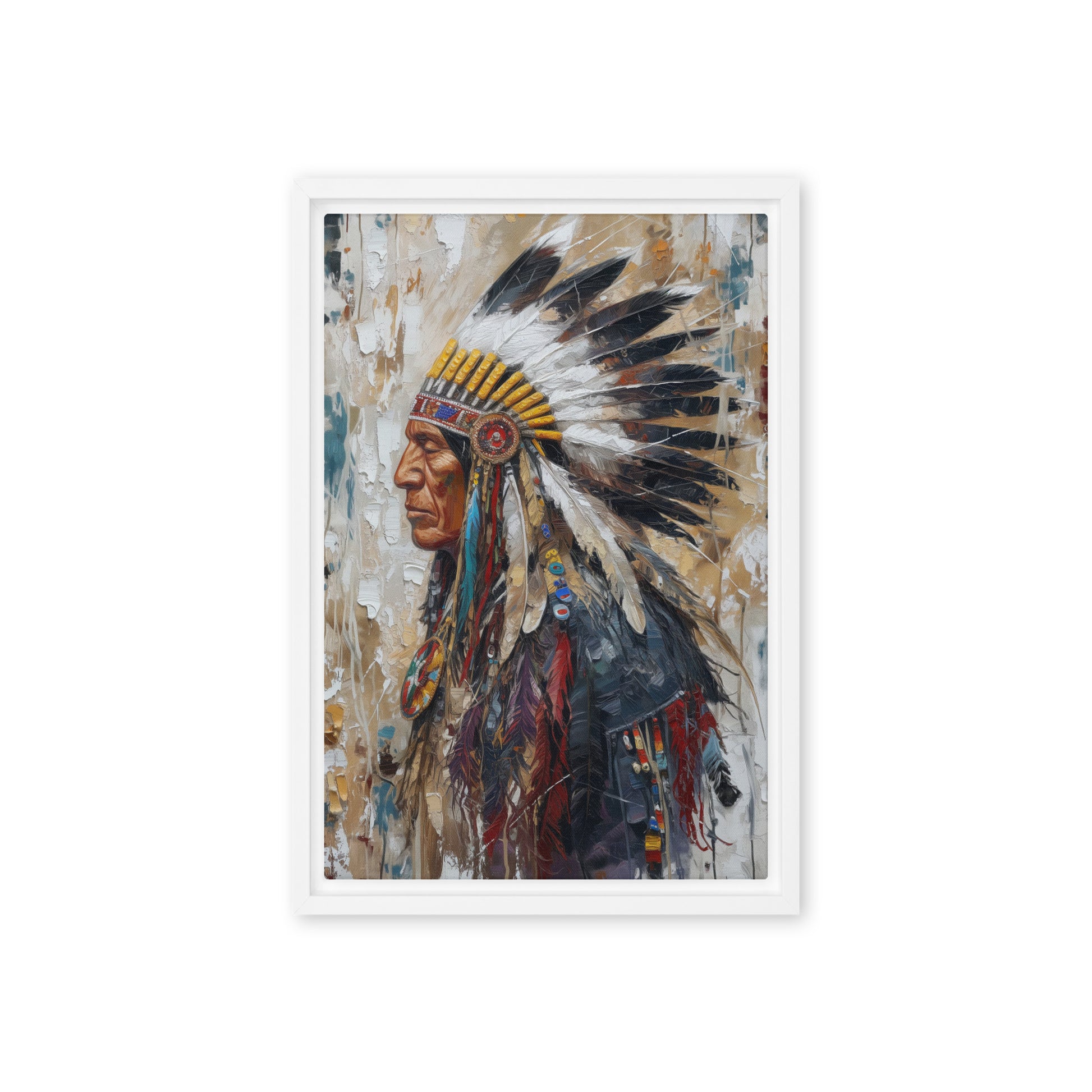 Chief Native American Art Framed Canvas