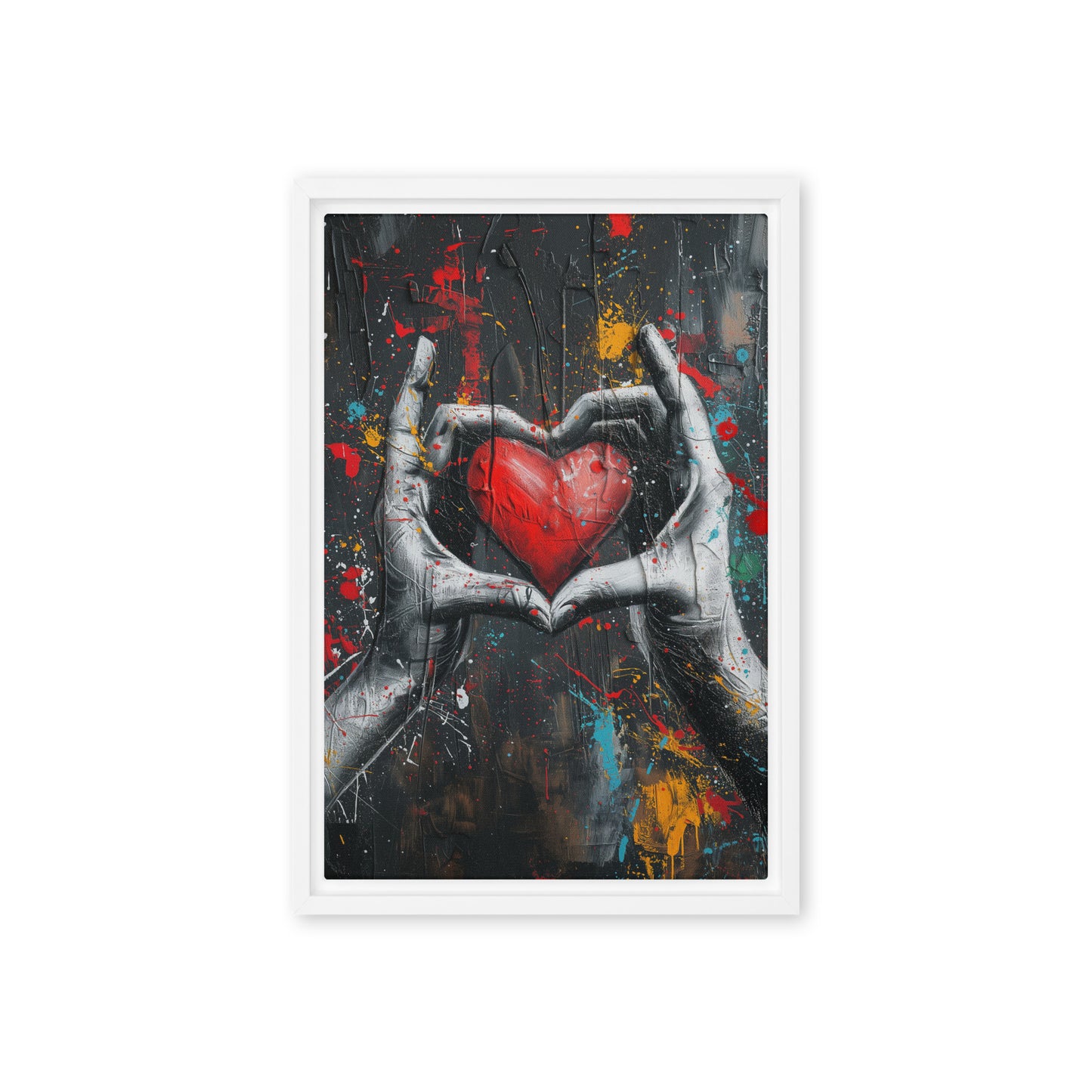 Heart Graffiti Art Framed Canvas