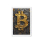 Bitcoin Black Gold Impasto Art Framed Canvas