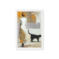 Woman with Black Cat Modern Art Framed Canvas