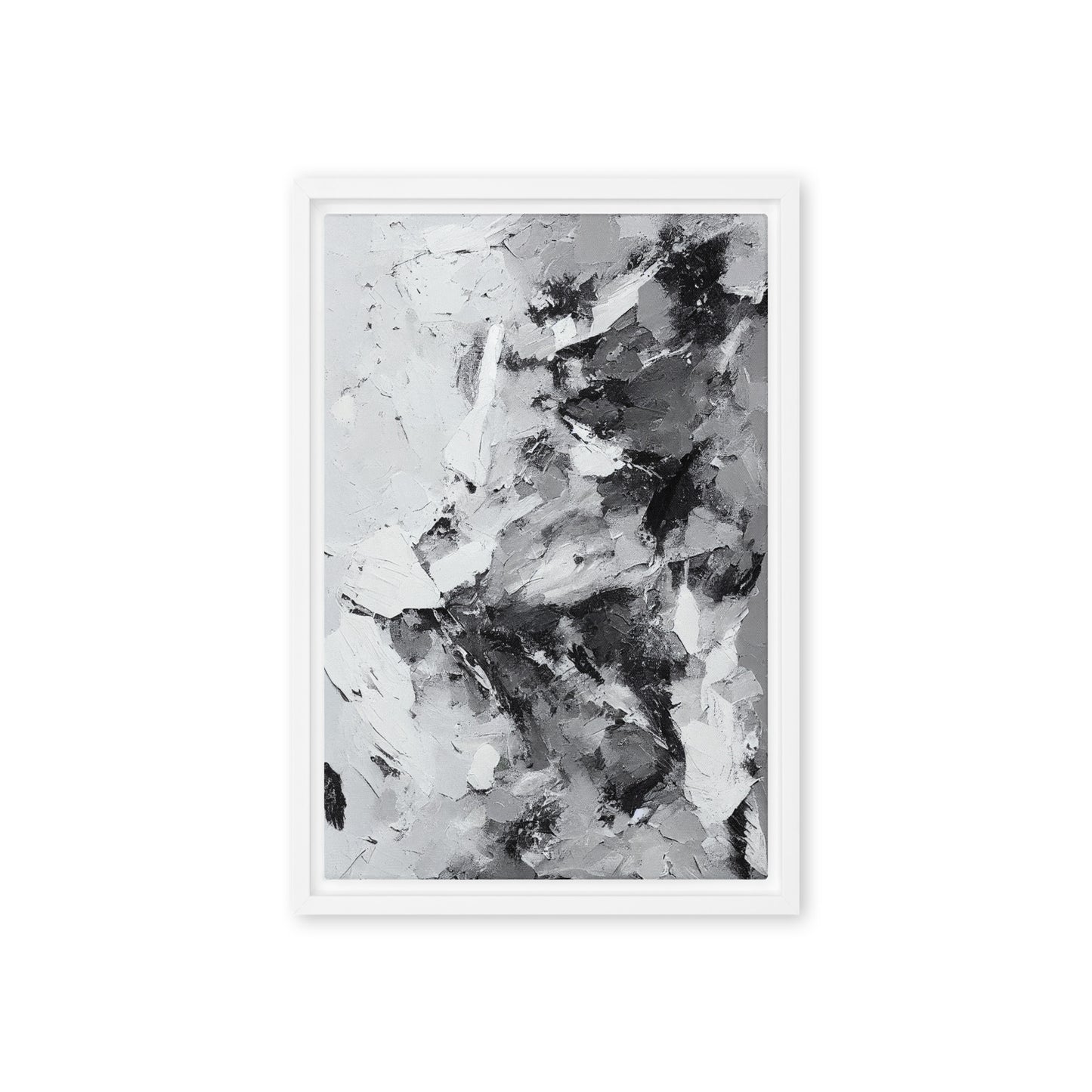 Grey White Black Modern Art Framed Canvas