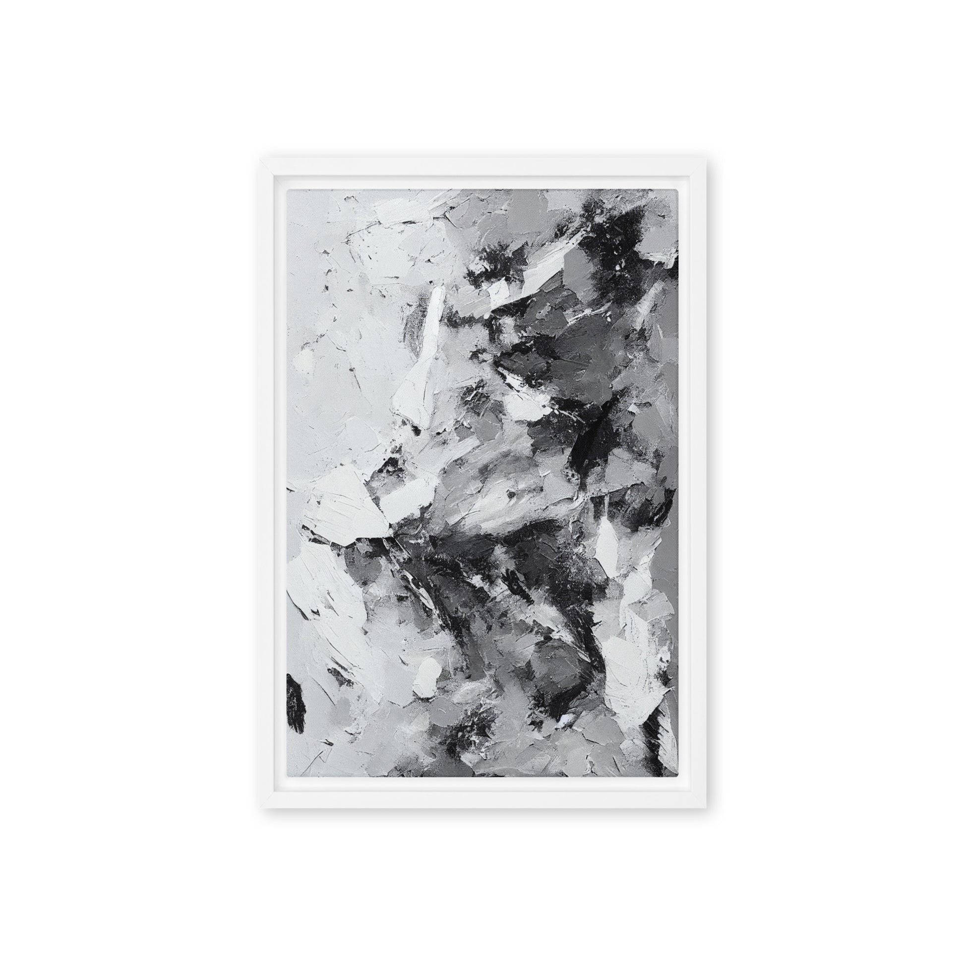 Grey White Black Modern Art Framed Canvas