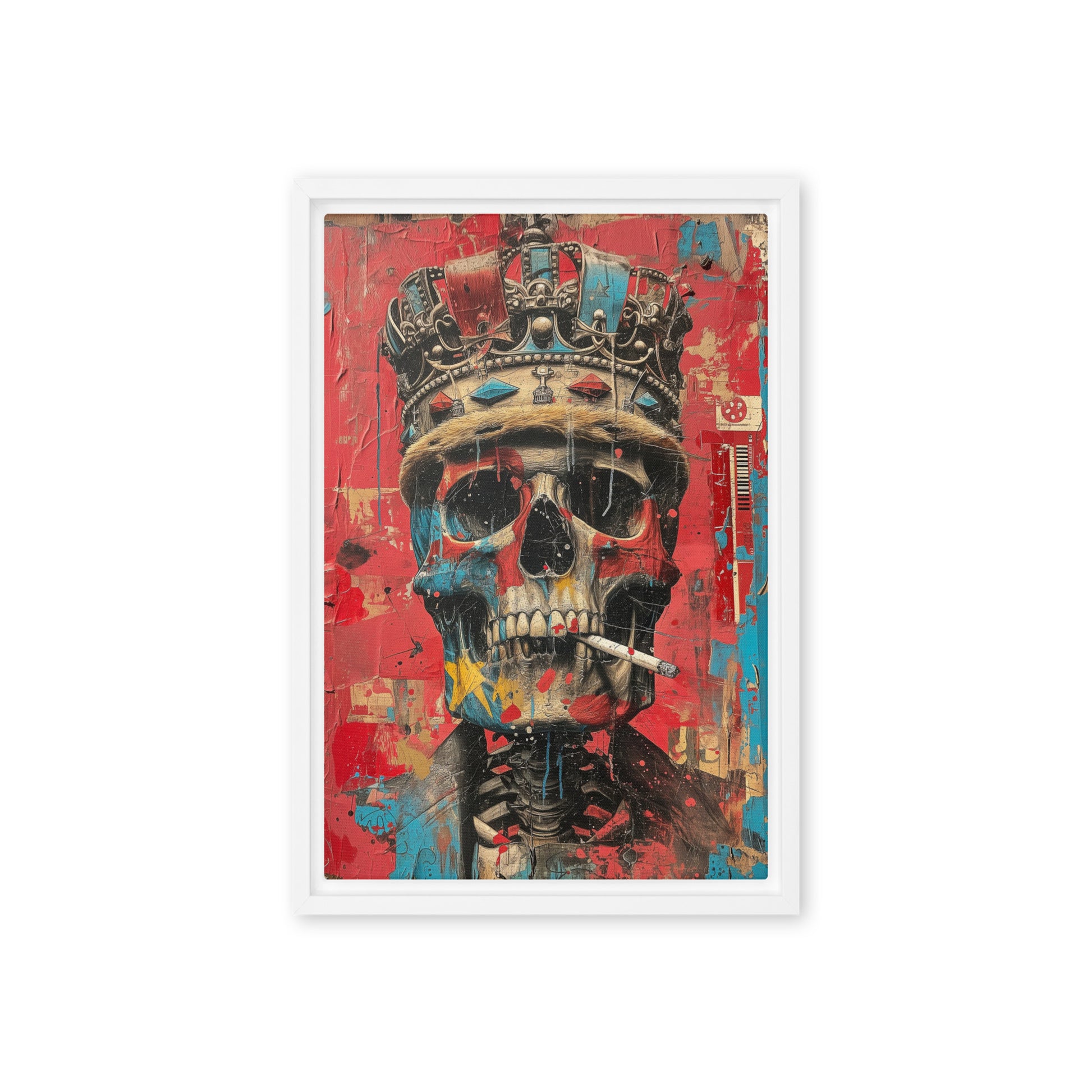 Skull In Crown Surreal Art Framed Canvas
