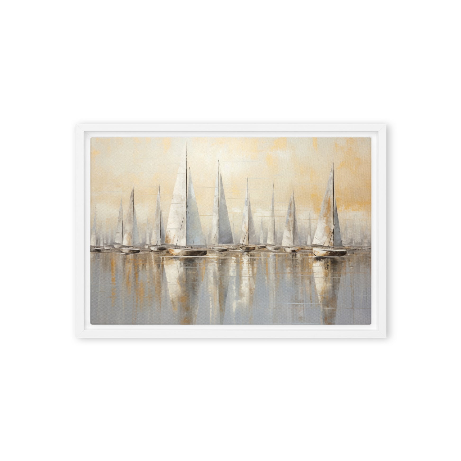 Sailboats Nautical Wall Art Framed Canvas