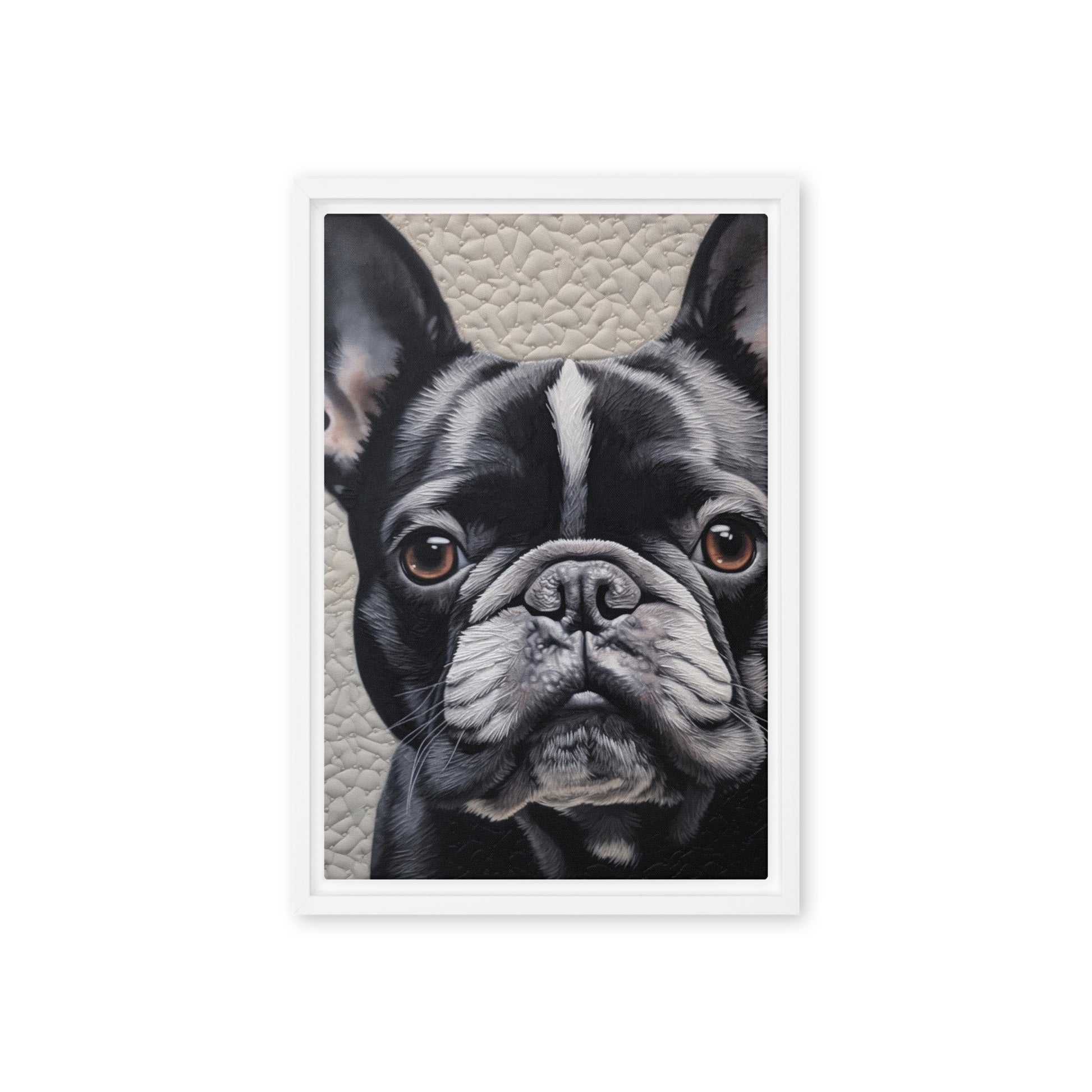 Cute French Bulldog Framed Canvas