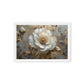 White and Gold Flowers Floral Art Framed Canvas