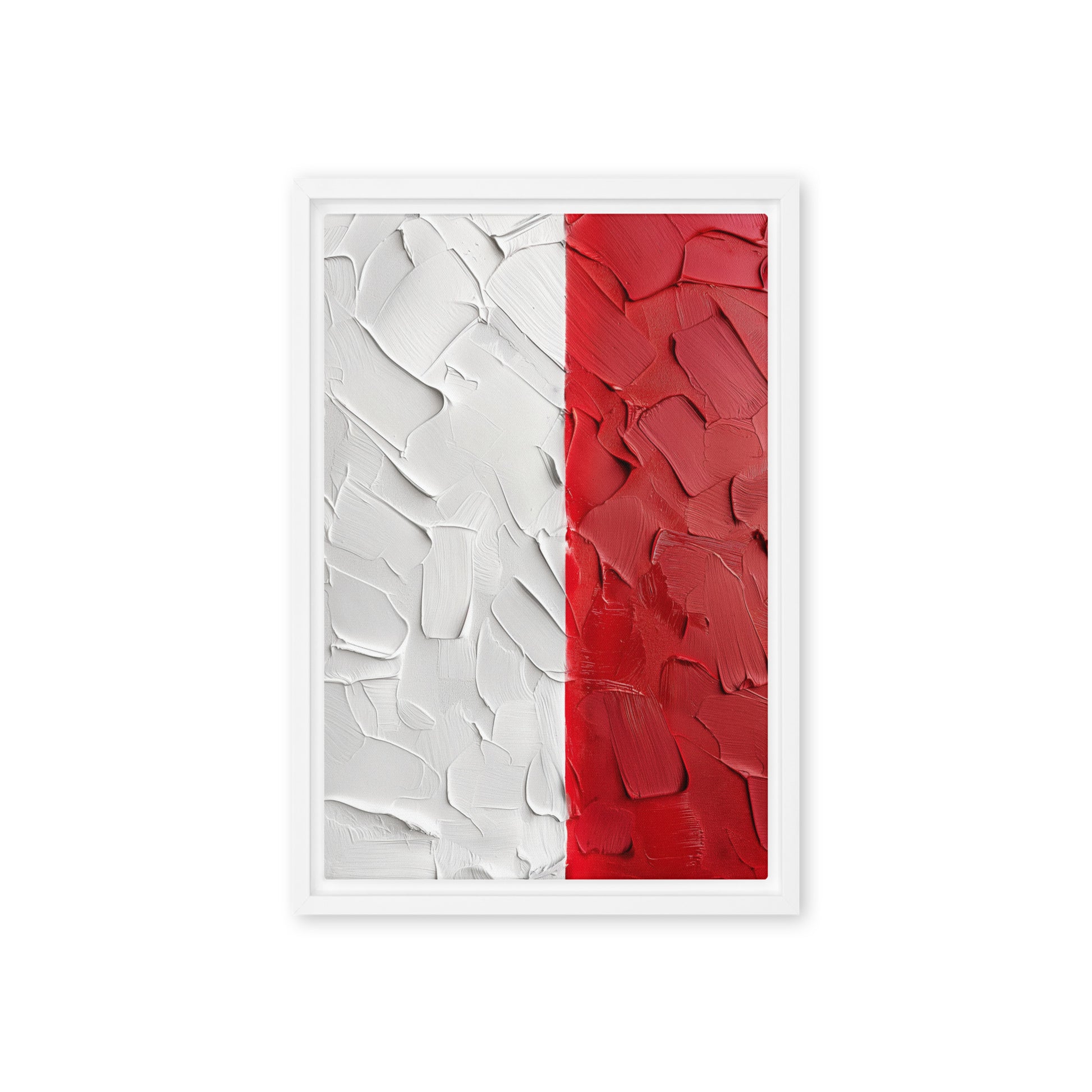 White Red Modern Art Framed Canvas